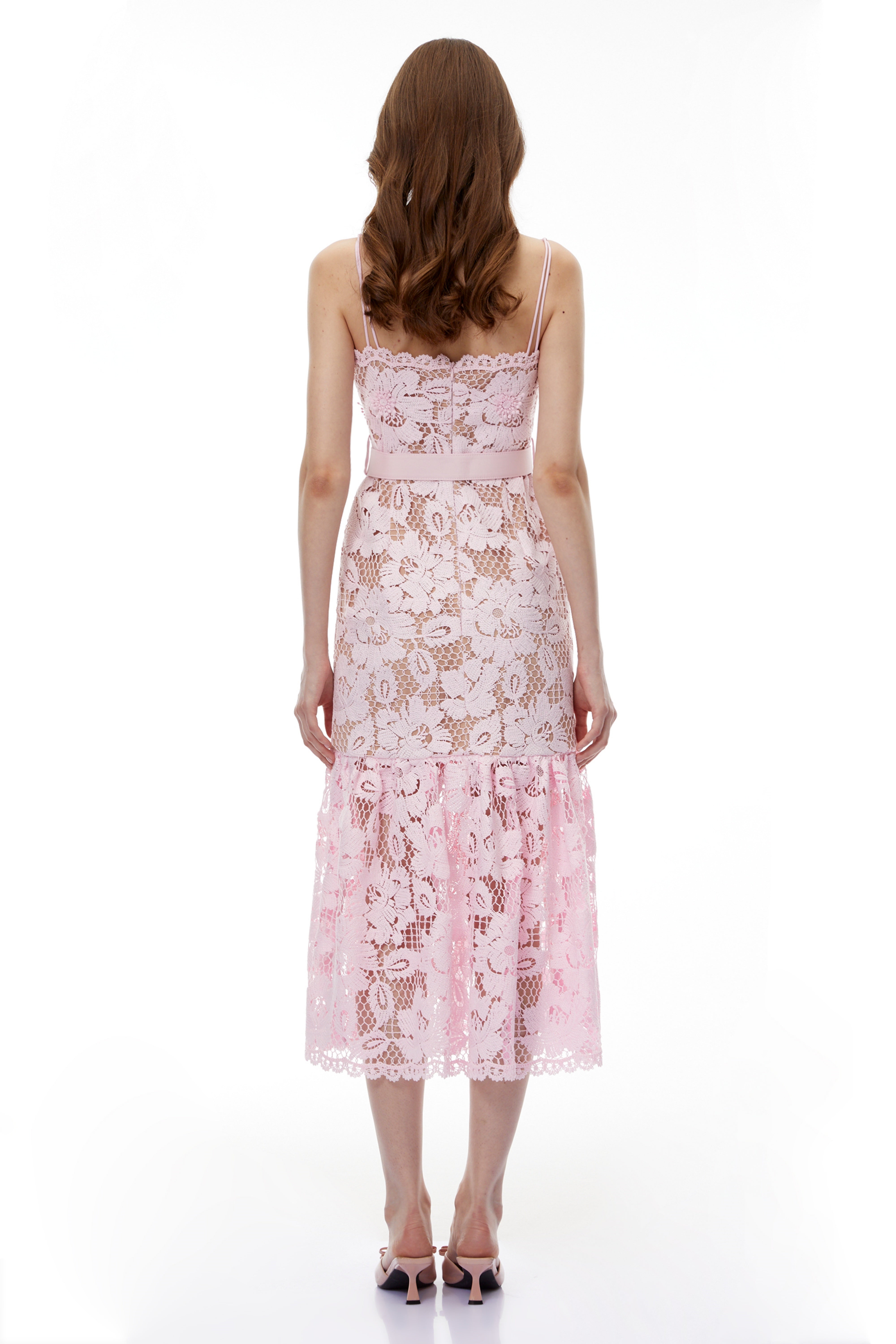 Karima Pink Floral Lace Mermaid Maxi Dress