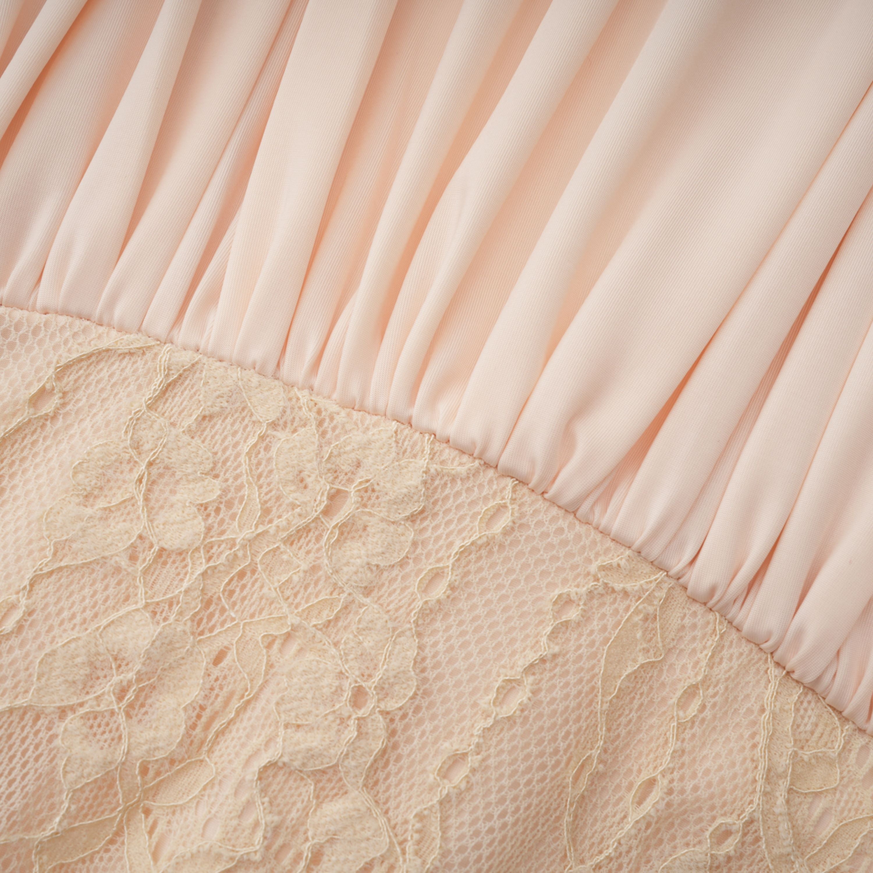 Karine Neutral Lace Panel Ruched Maxi Dress