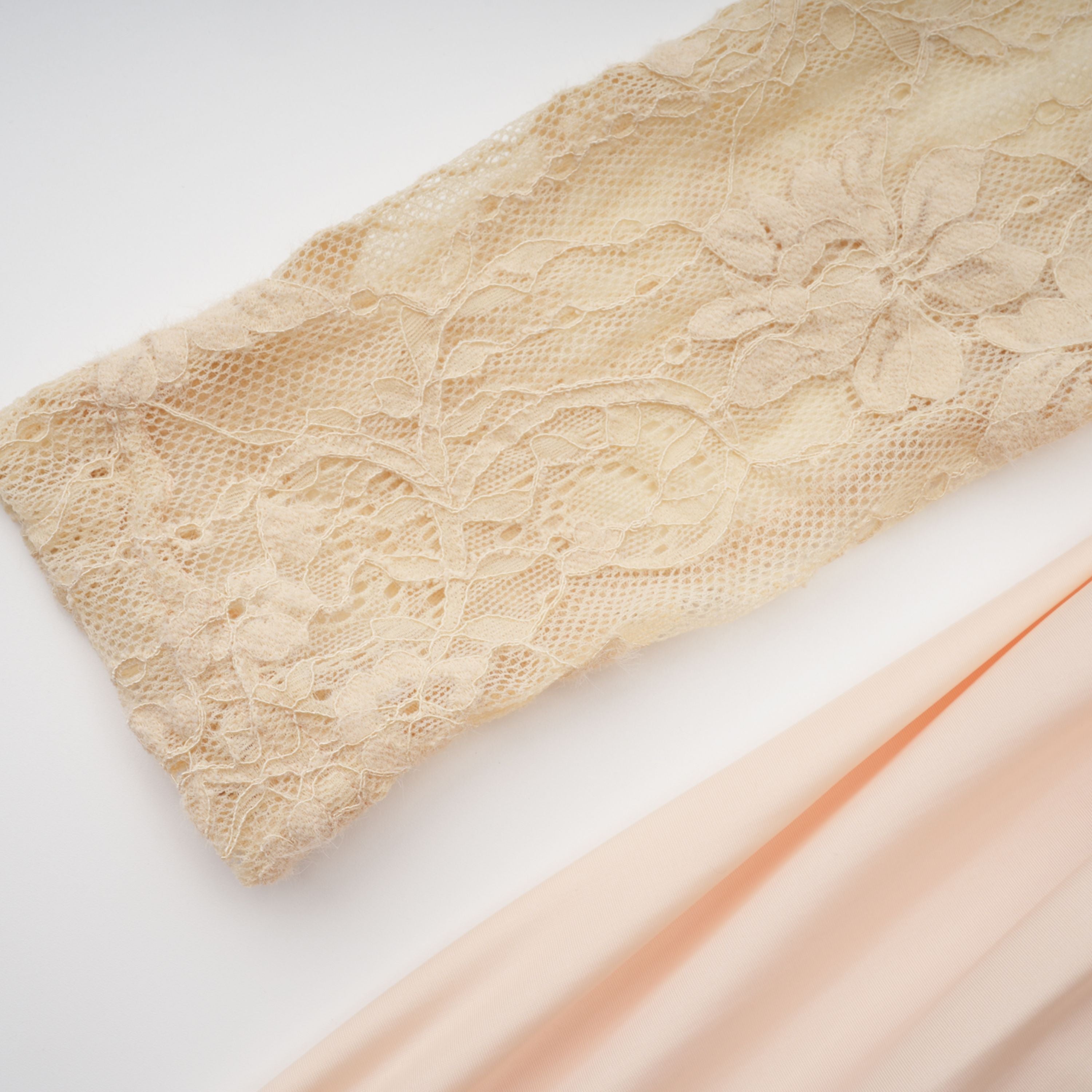 Karine Neutral Lace Panel Ruched Maxi Dress