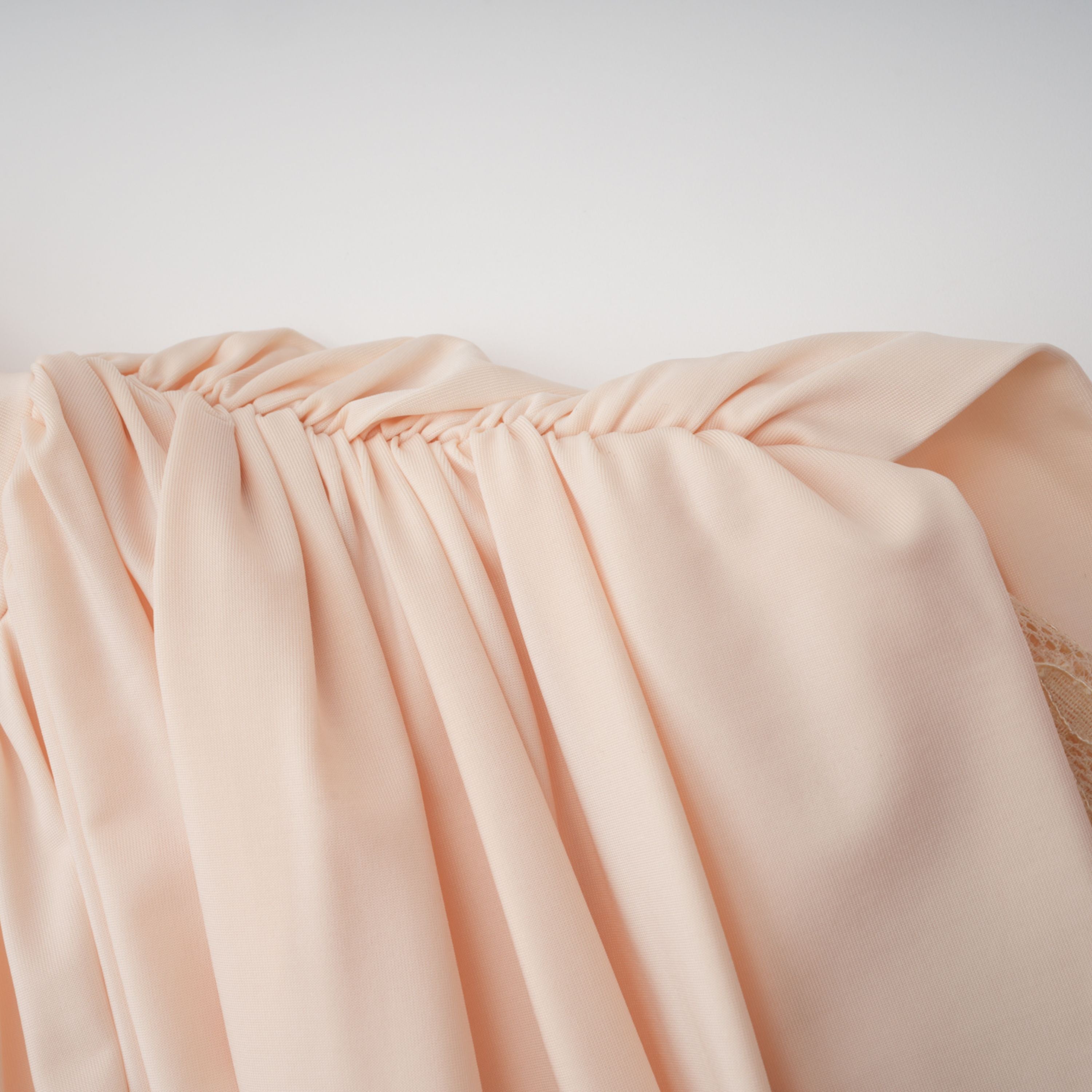 Karine Neutral Lace Panel Ruched Maxi Dress