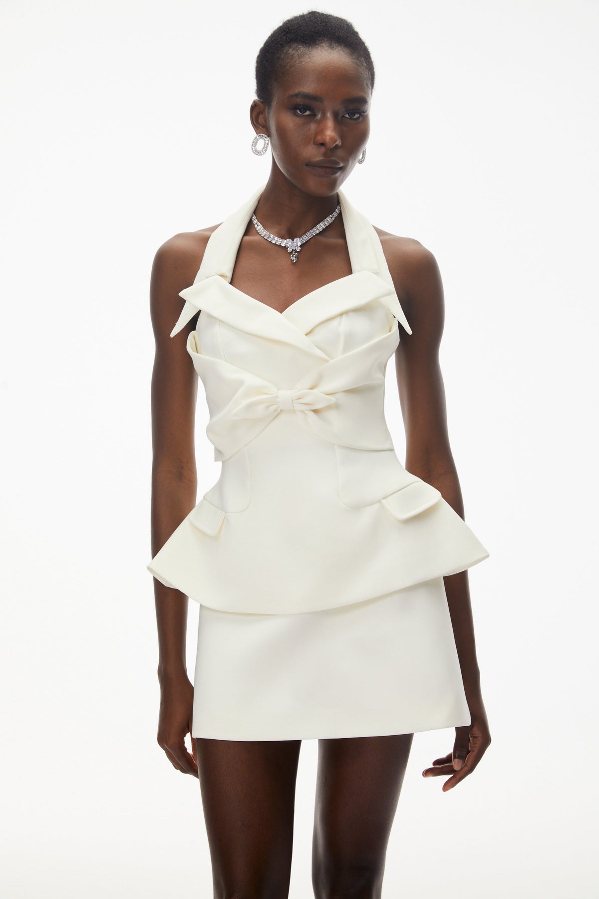 Katayoun White Halterneck Top & Skirt Set