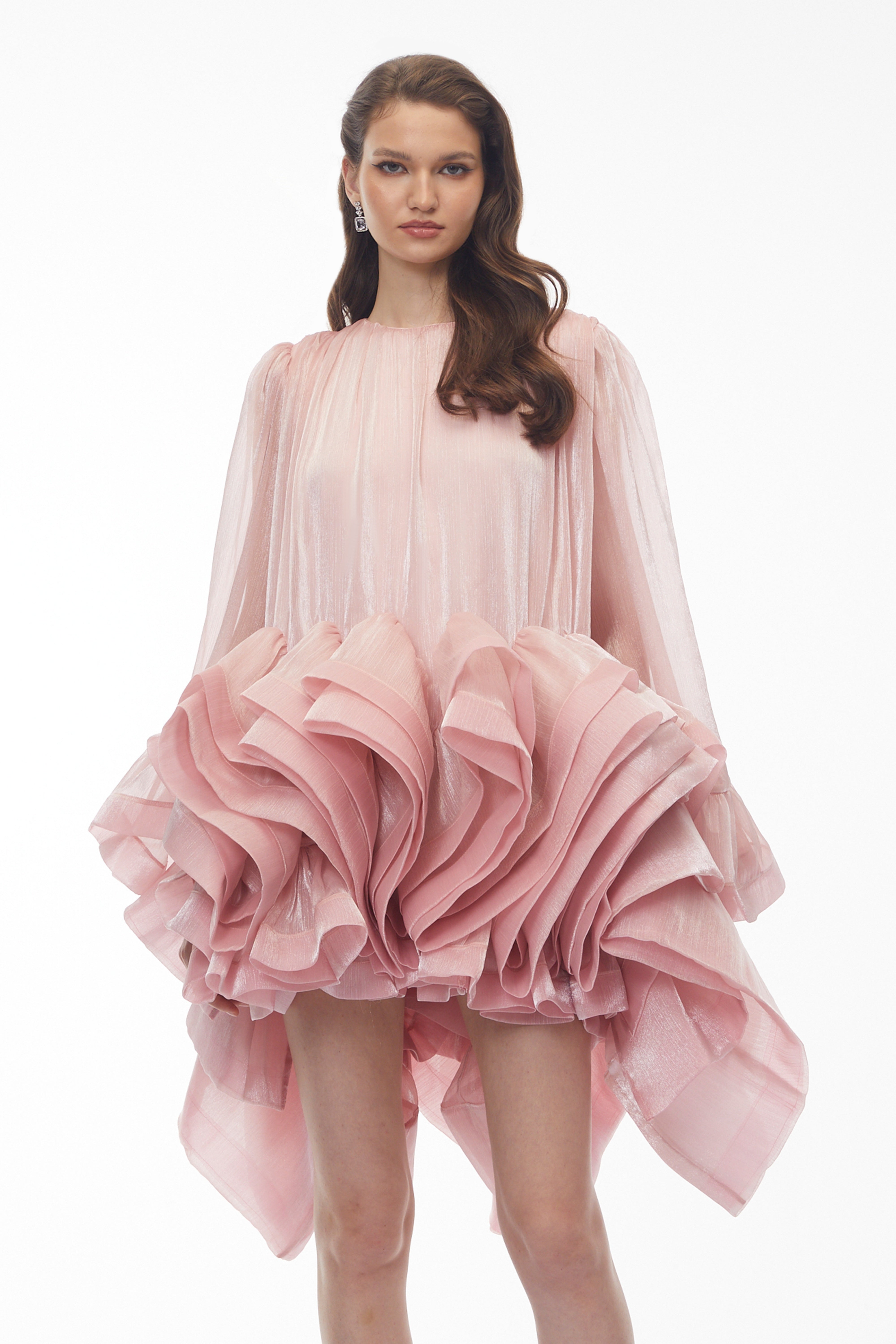 Kátia Blush Pink Tiered Ruffled Mini Dress
