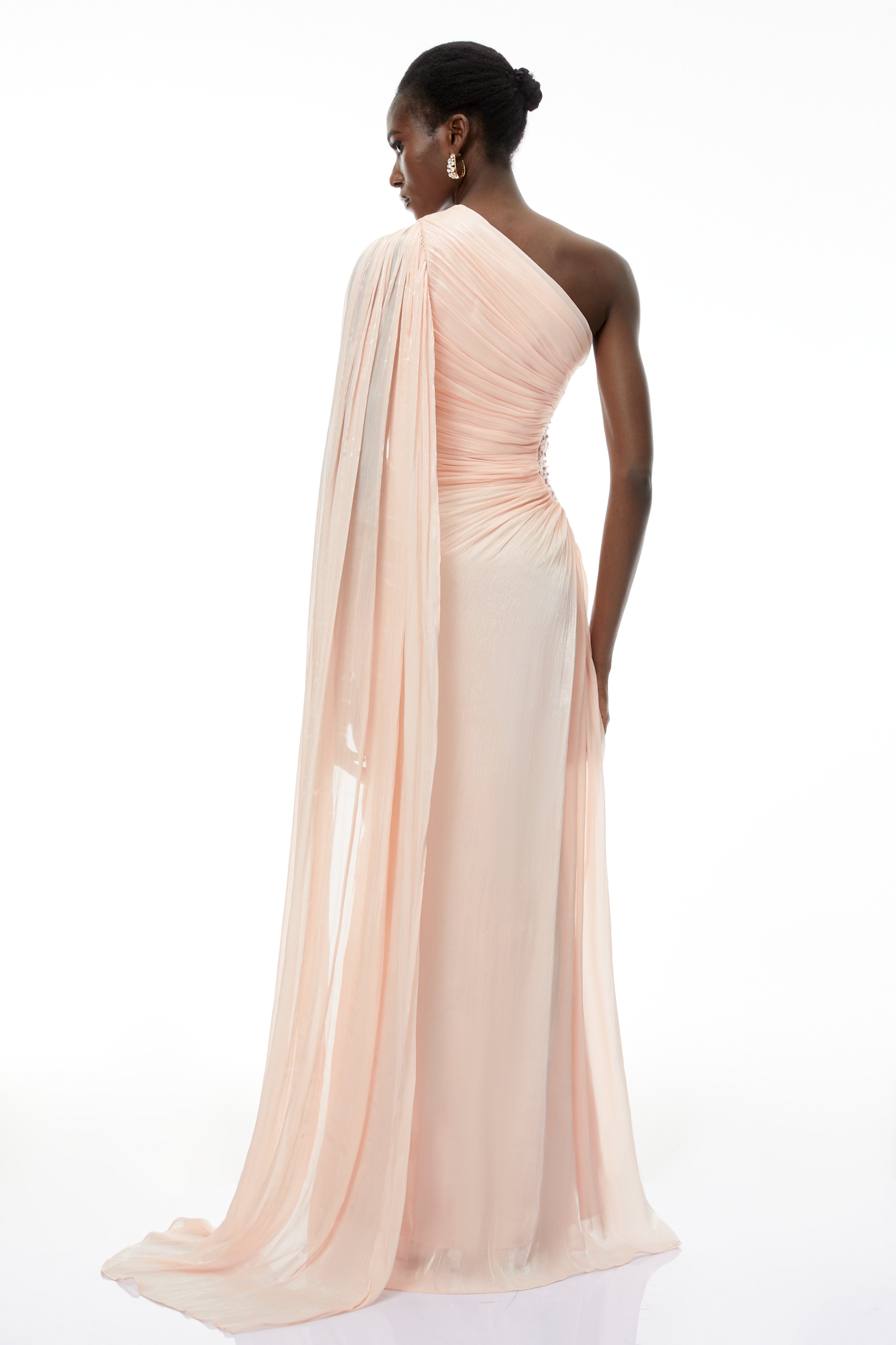 Katrin Pink One Shoulder Ruched Maxi Dress (Final Sale-US Only)