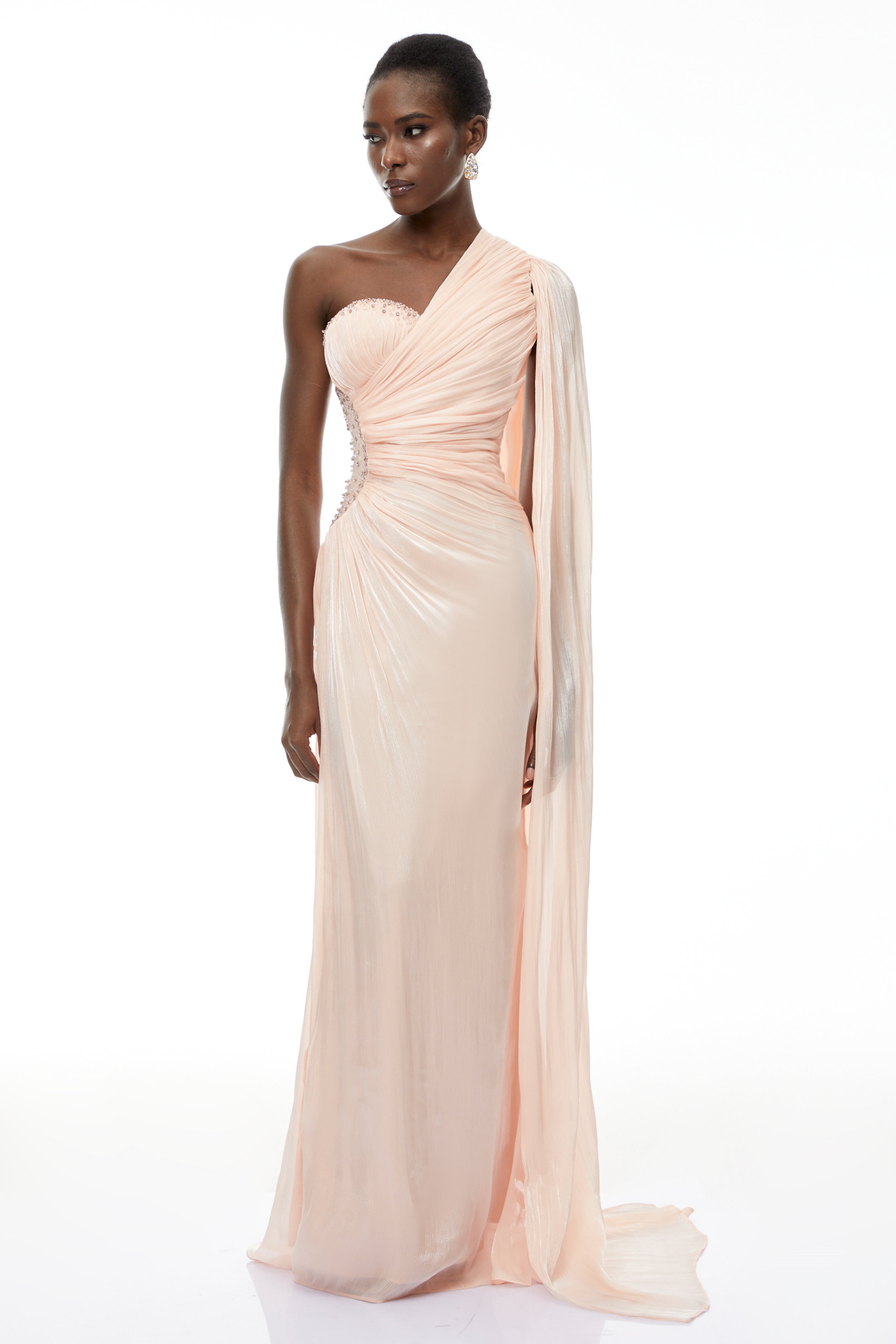 Katrin Pink One Shoulder Ruched Maxi Dress (Final Sale-US Only)