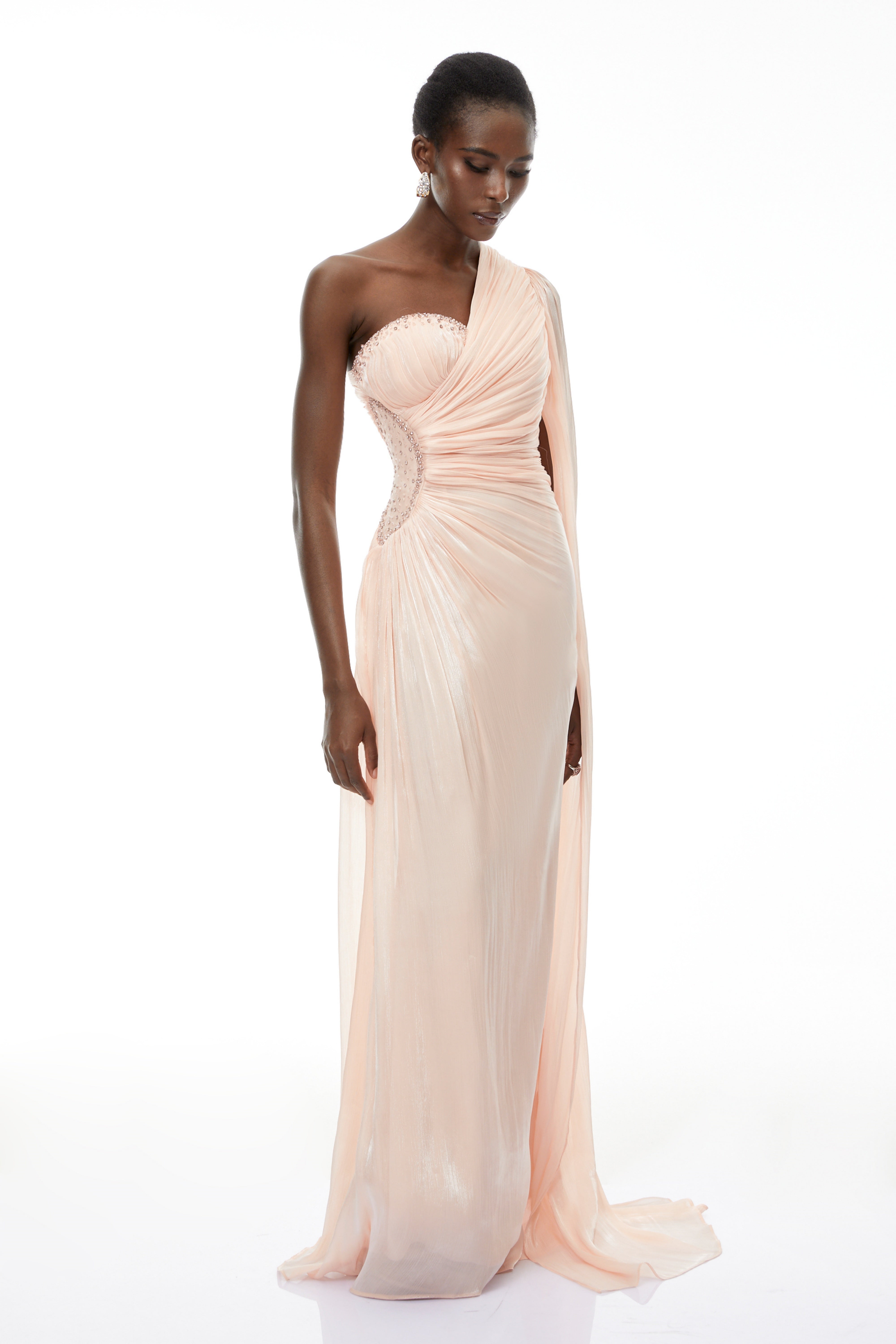 Katrin Pink One Shoulder Ruched Maxi Dress (Final Sale-US Only)