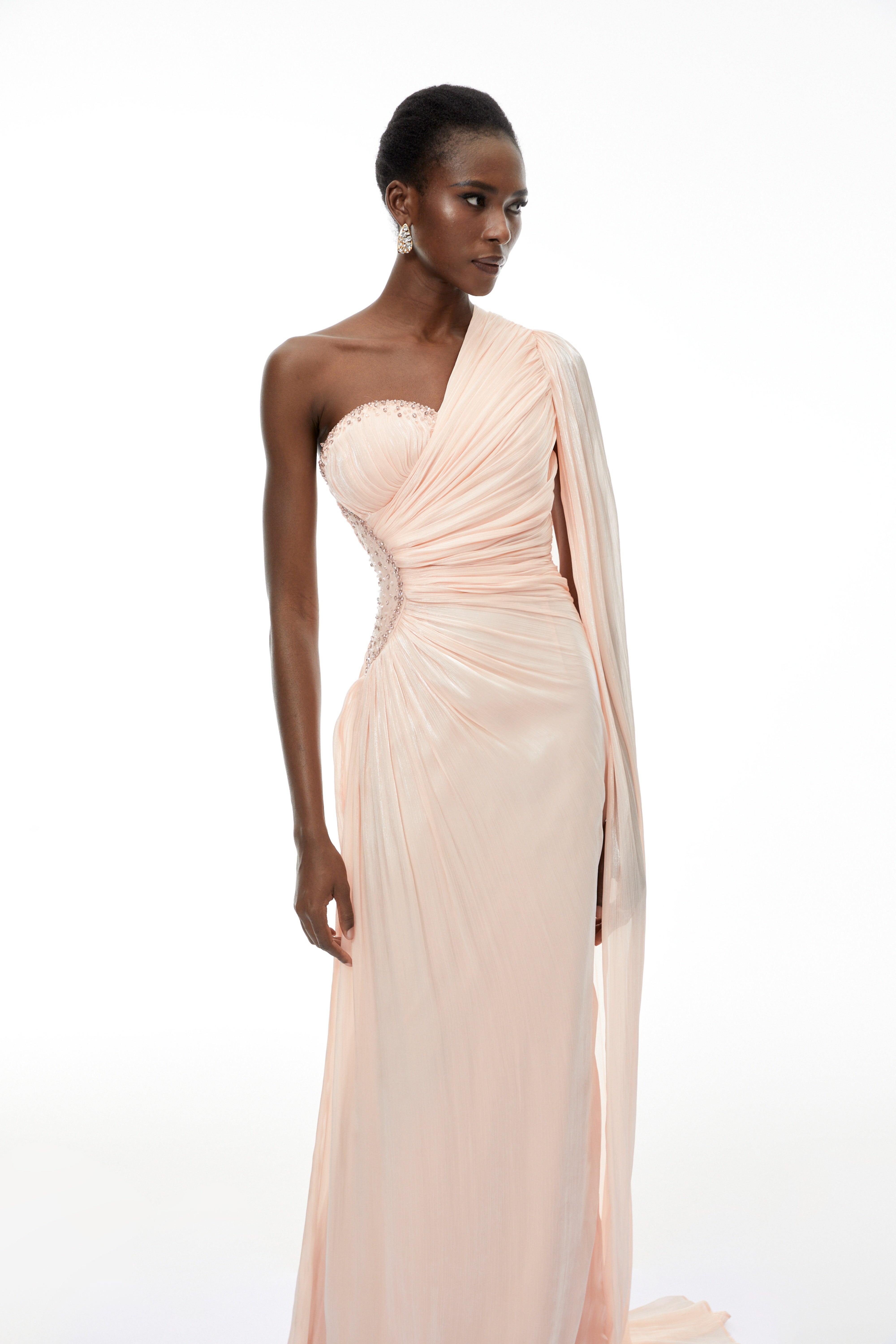 Katrin Pink One Shoulder Ruched Maxi Dress (Final Sale-US Only)