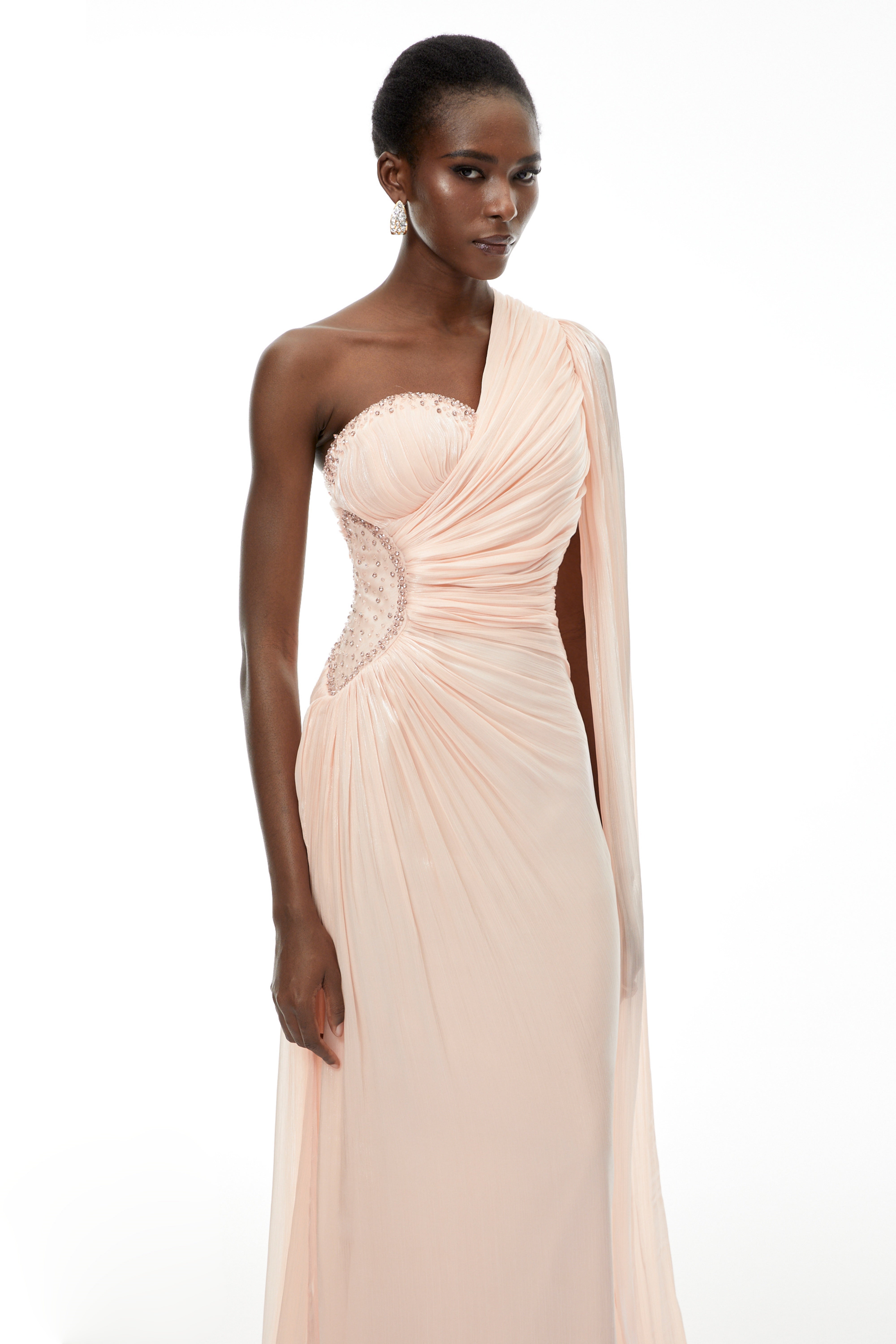 Katrin Pink One Shoulder Ruched Maxi Dress (Final Sale-US Only)