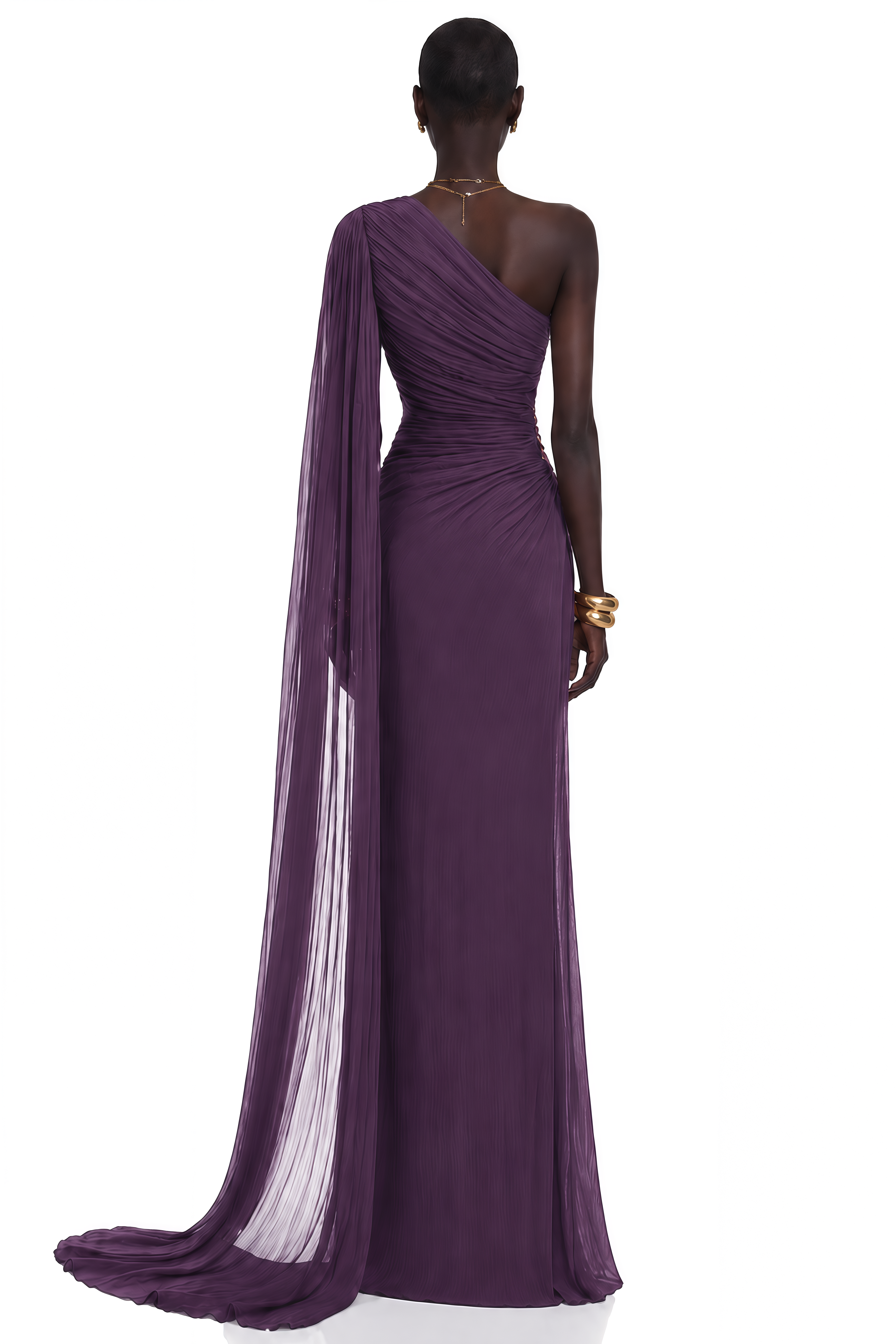 Katrin Purple One Shoulder Ruched Maxi Dress
