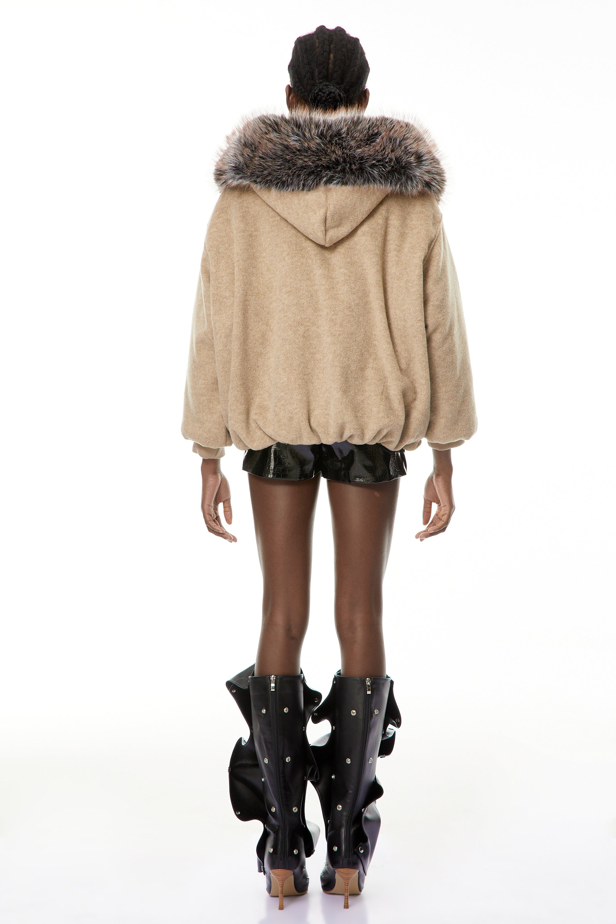 Kehlani Neutral Faux-Fur Trim Coat (Final Sale-US Only)