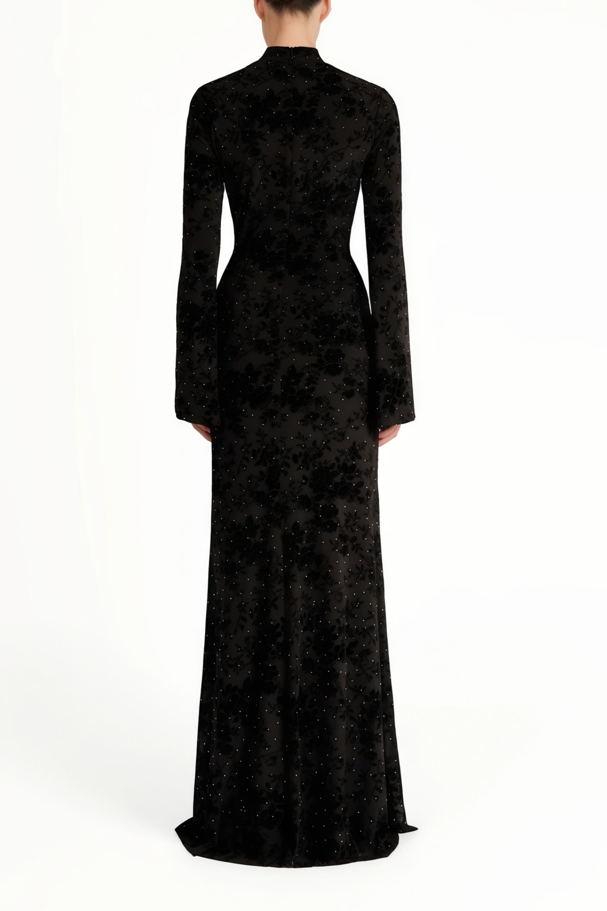 Kgothatso Black Embellished Floral Sheer Maxi Dress (Final Sale-US Only)