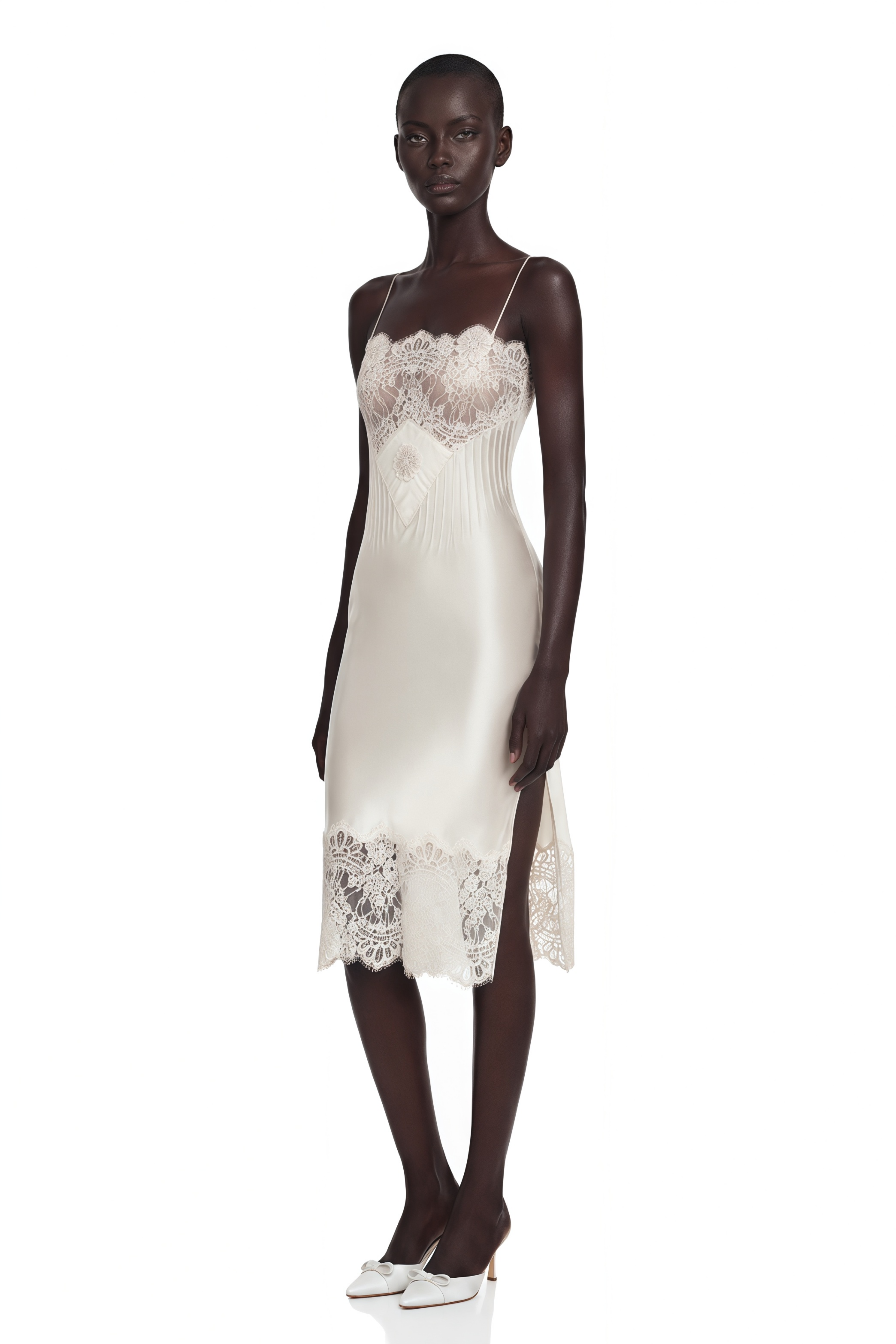 Klara Cream Mini Dress with Lace Panels