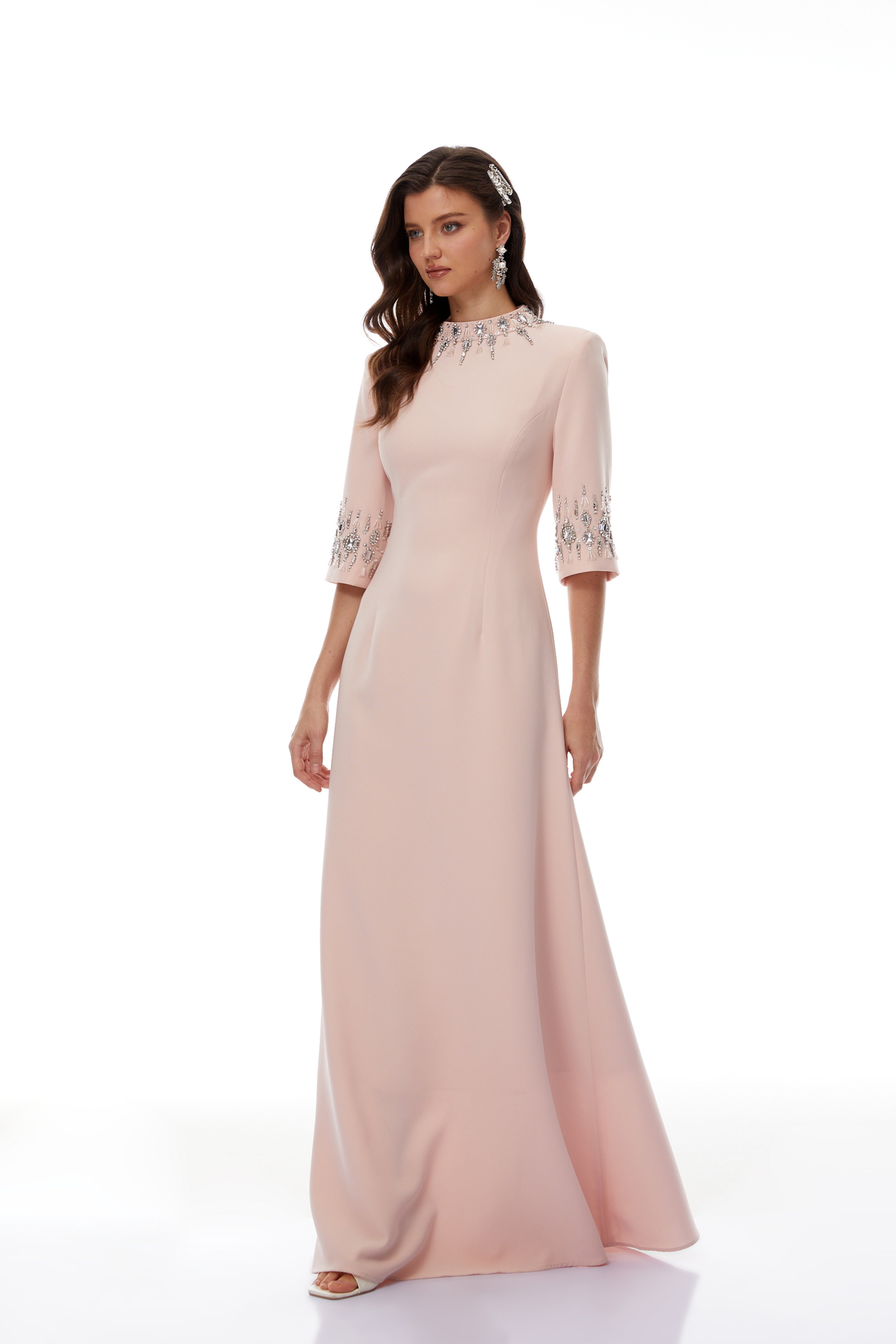 Klaudia Pink Embellished Corset Maxi Dress (Final Sale-US Only)