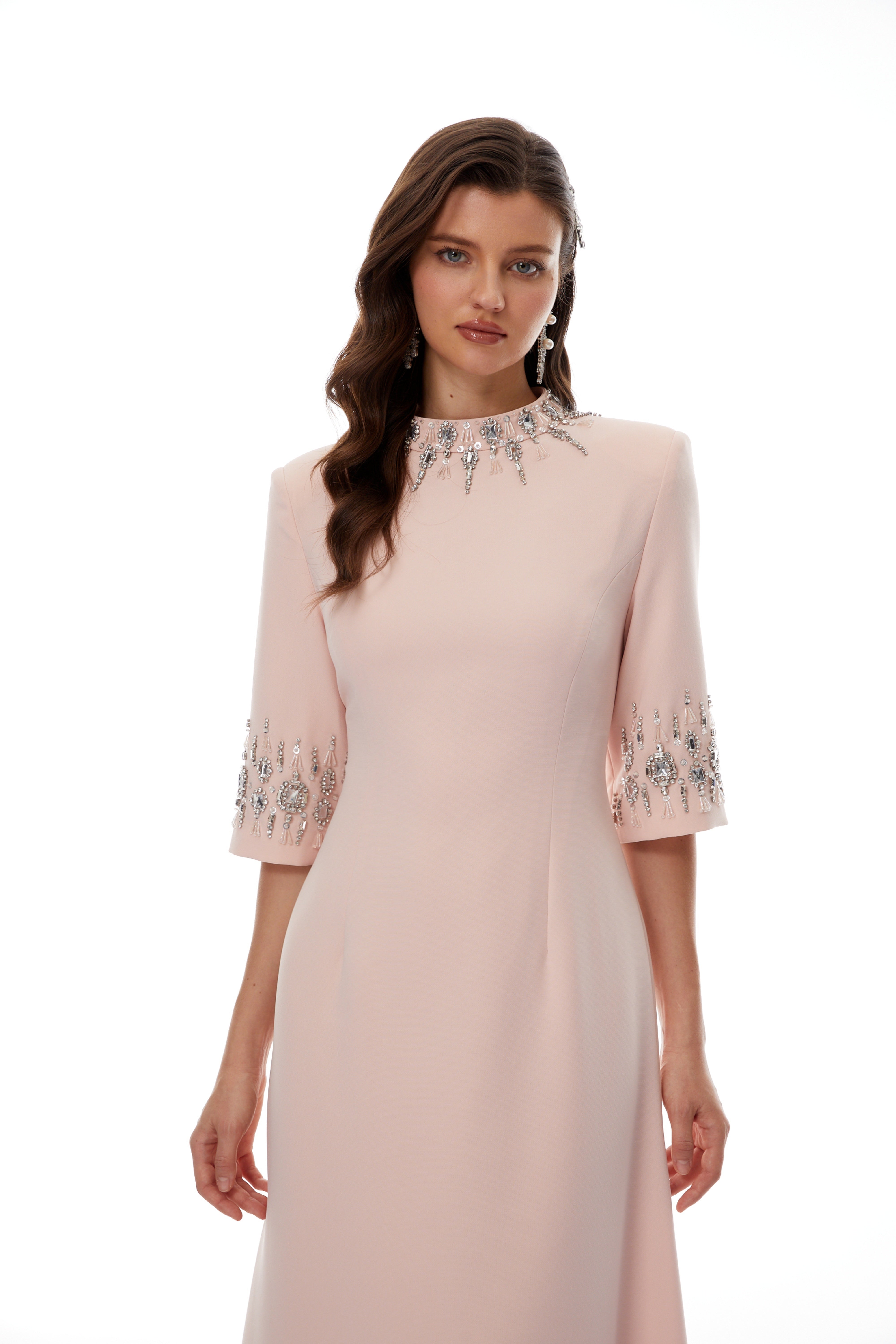 Klaudia Pink Embellished Corset Maxi Dress (Final Sale-US Only)