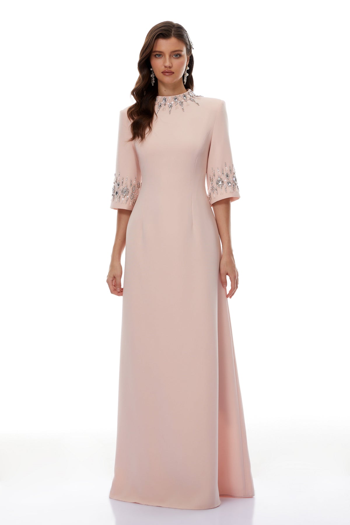 Klaudia Pink Embellished Corset Maxi Dress (Final Sale-US Only)