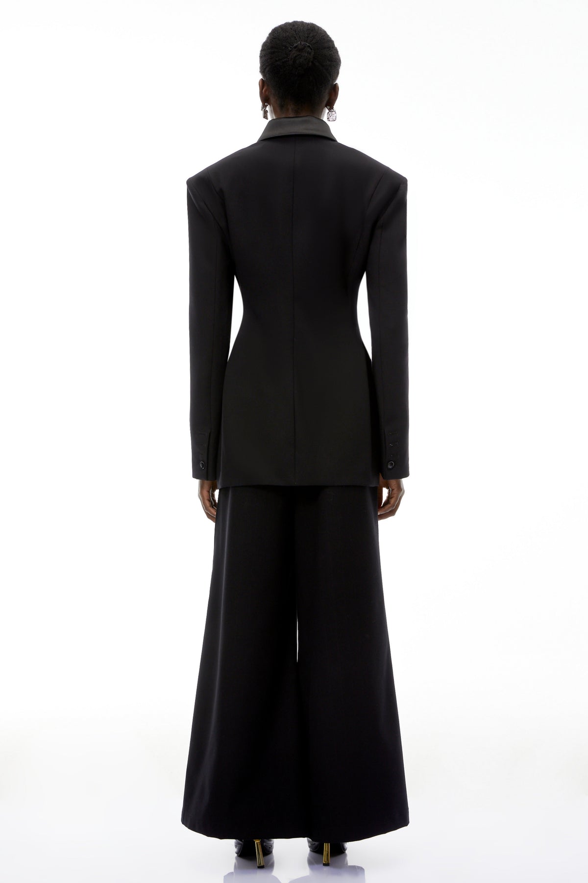 Leander Black Double-Breasted Long Blazer