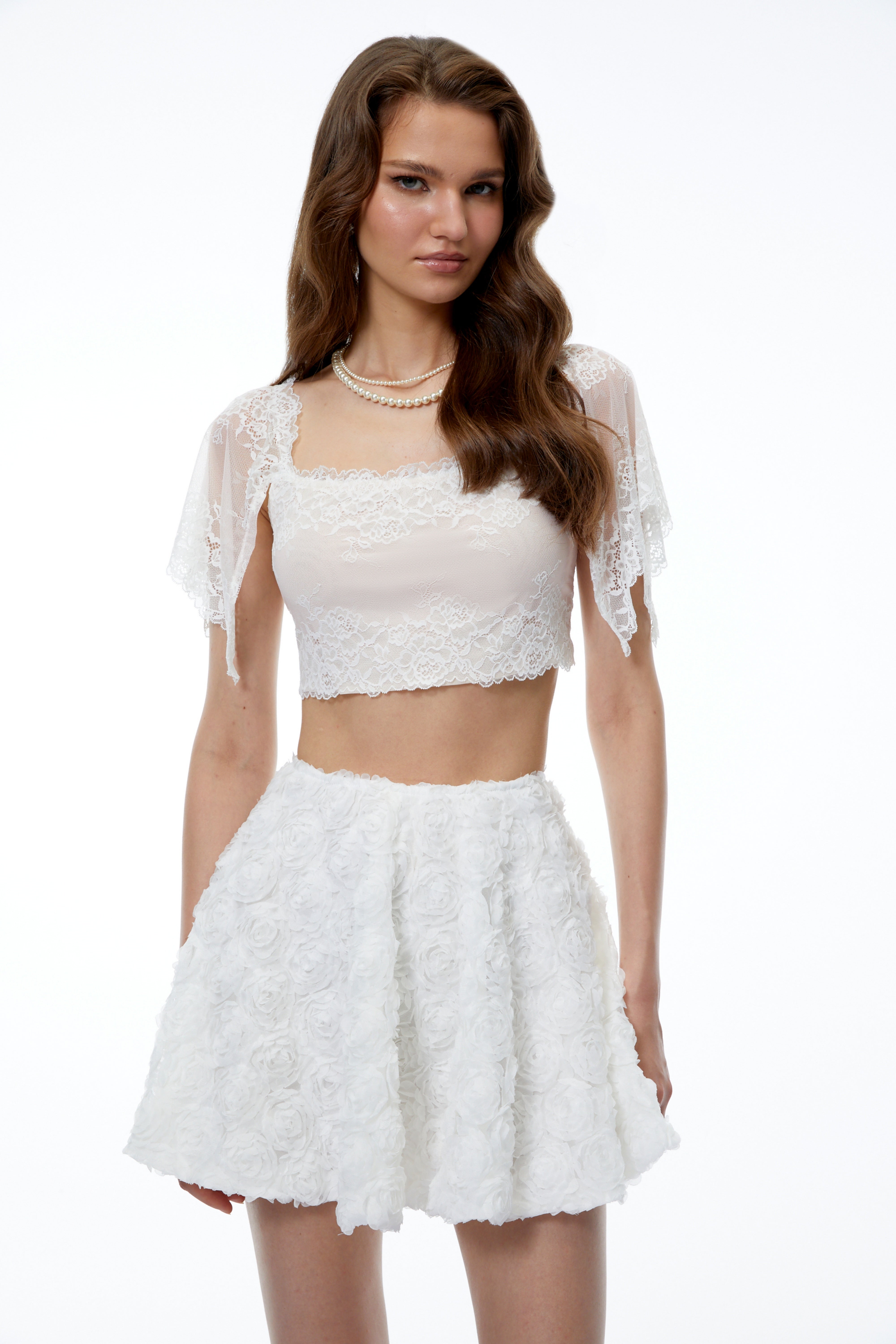 Leilani Pink Semi-sheer Lace Trim Top