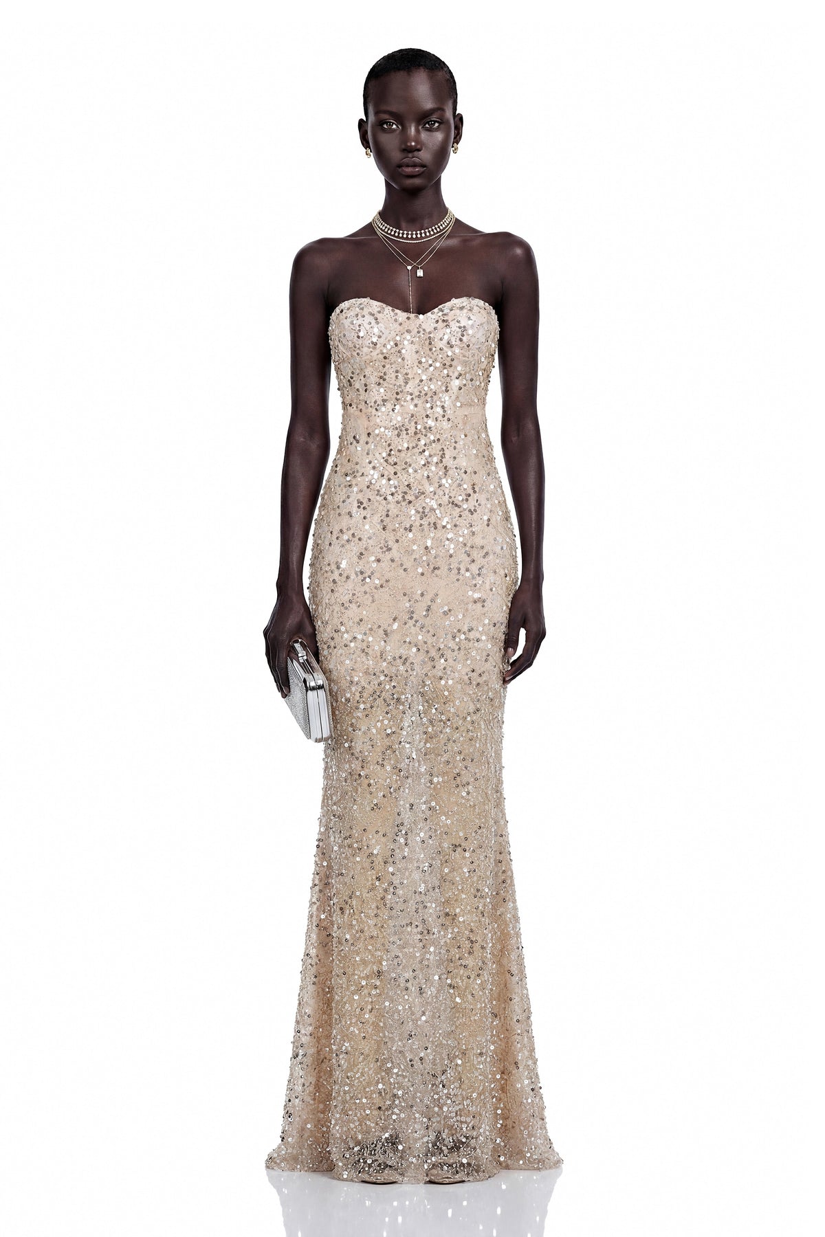 Lenuța Champagne Sequin Mermaid Maxi Dress