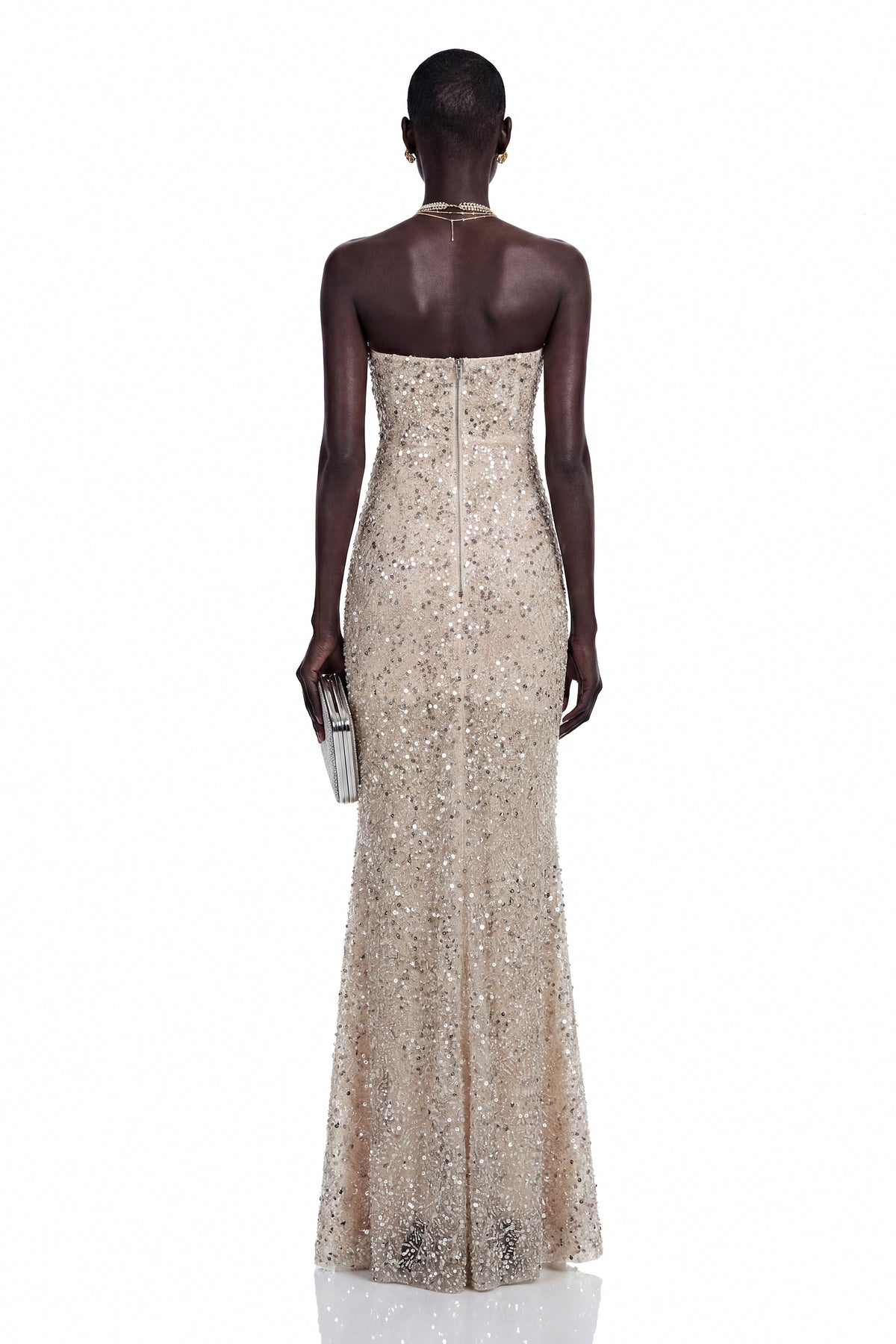 Lenuța Champagne Sequin Mermaid Maxi Dress