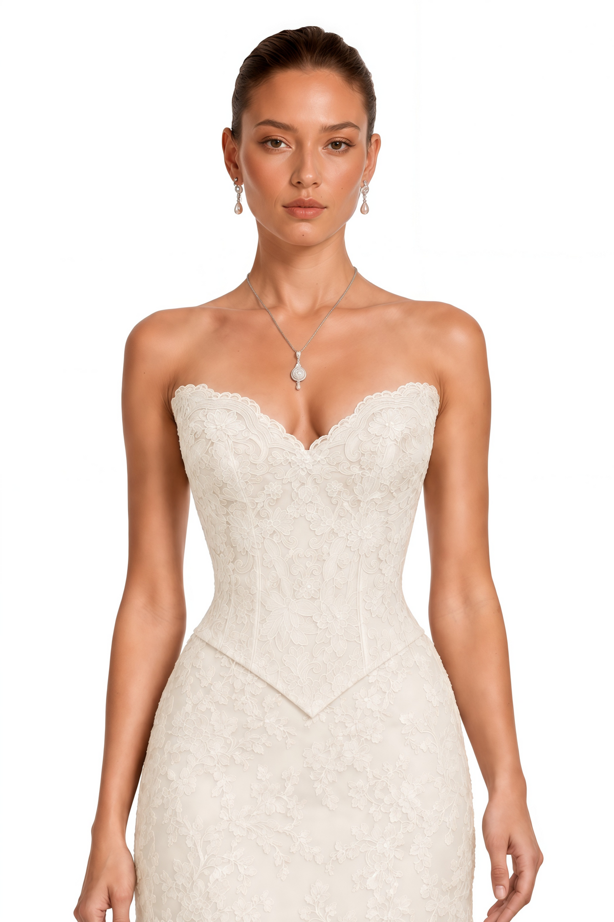leonie ivory lace strapless corset top & mermaid skirt set
