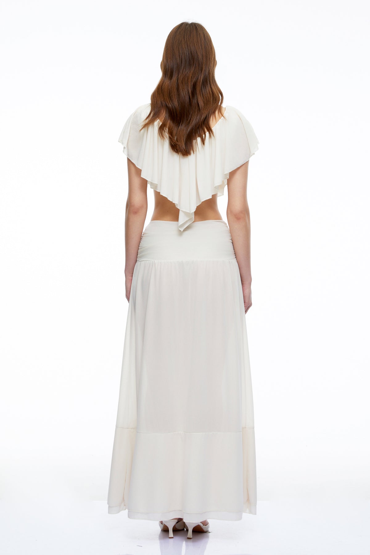 lillian neutral sheer crop top & skirt set
