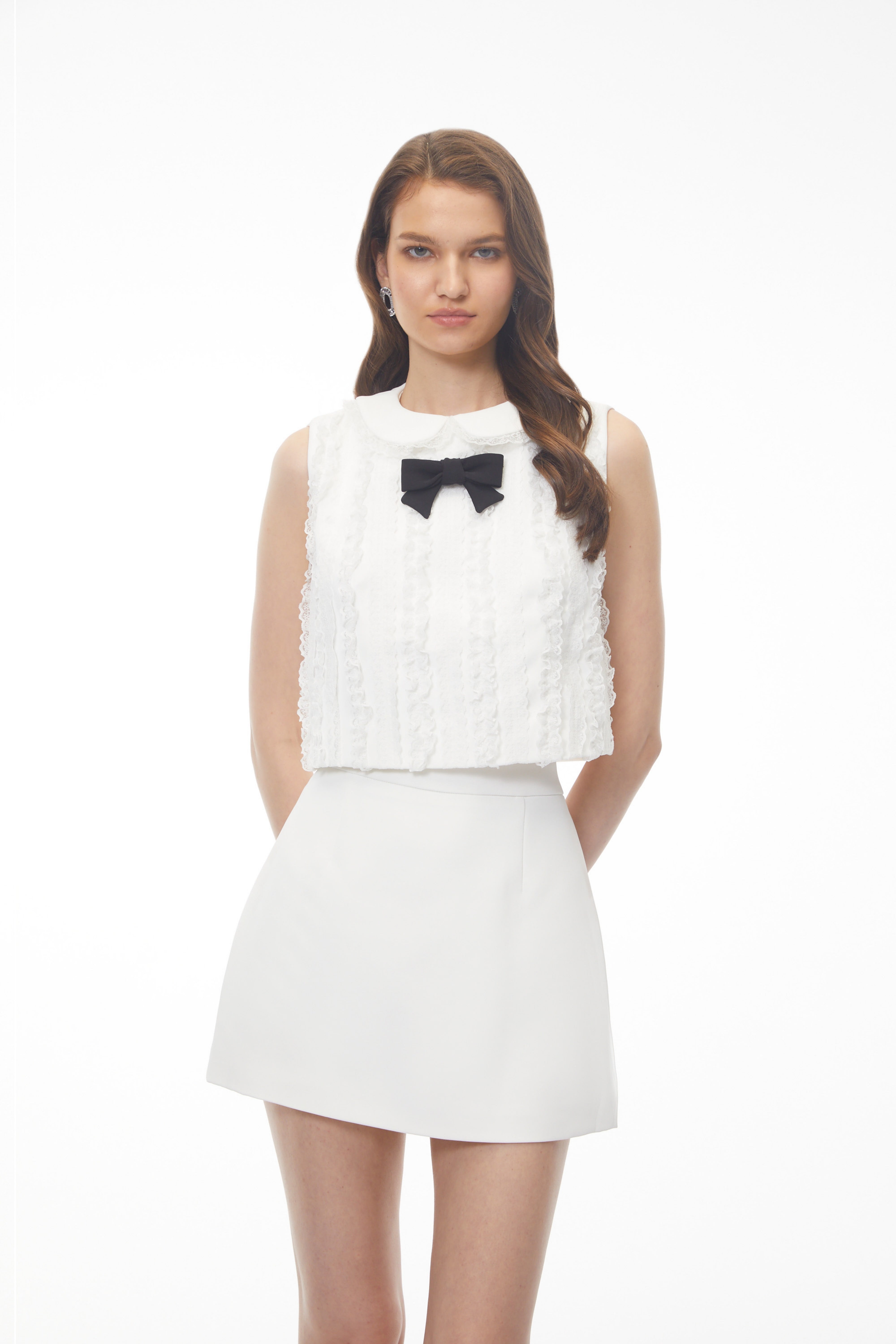 Lorelei White Round Neck Crop Top & Skirt Set