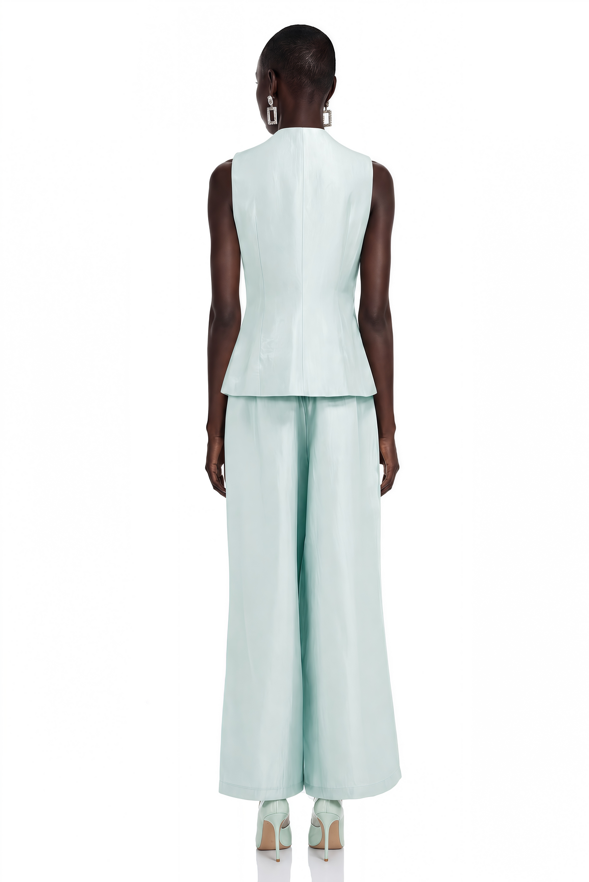 Lorraine Taupe Tailored Vest & Trousers Set with Metal Brooch