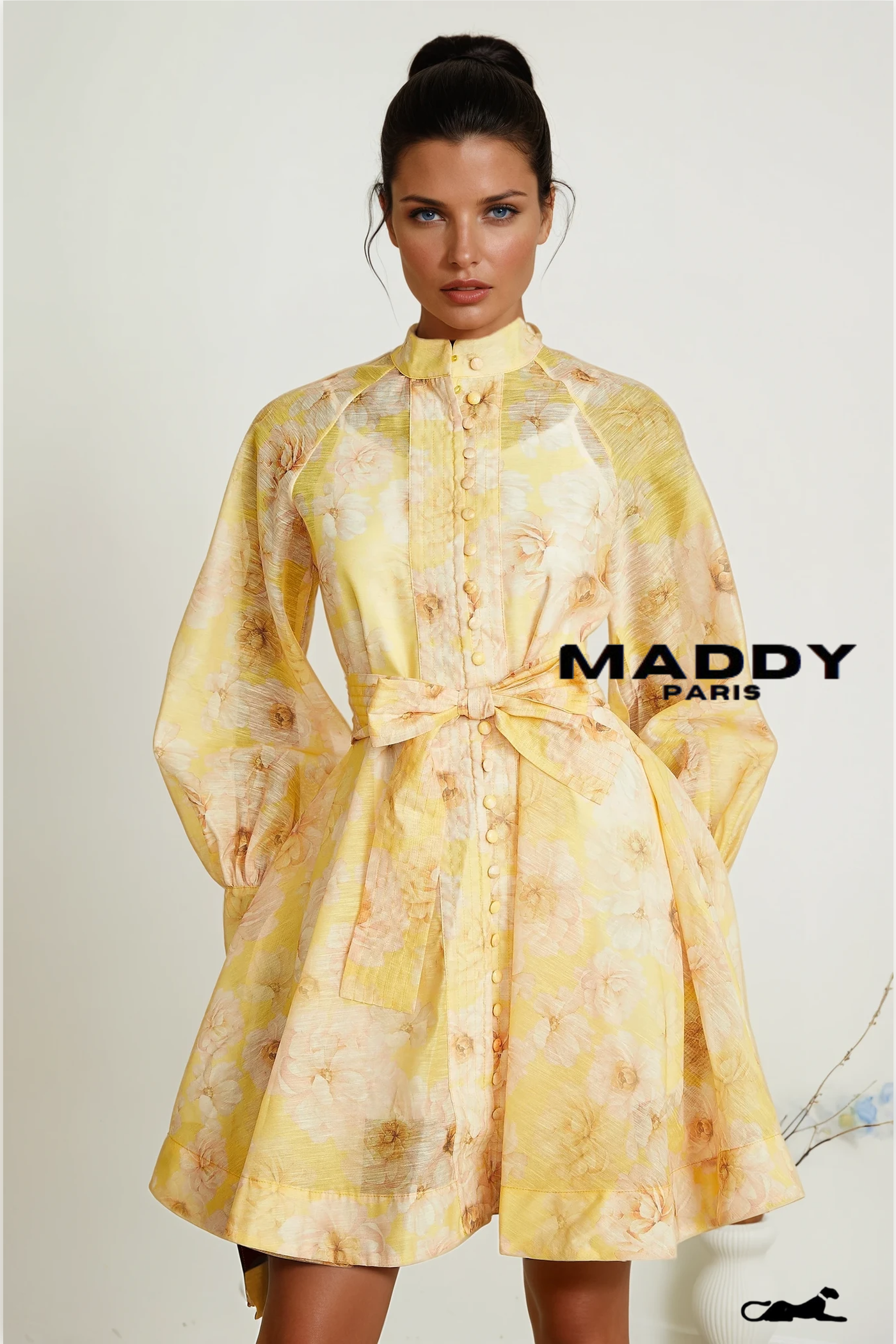 Pénélope floral-print belted mini dress S / Yellow