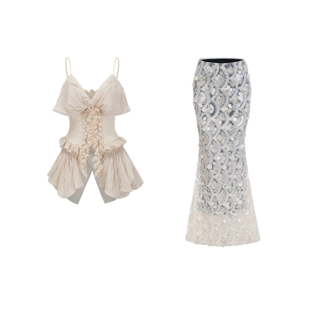 Flocon Neutral Mermaid Top & Skirt Set