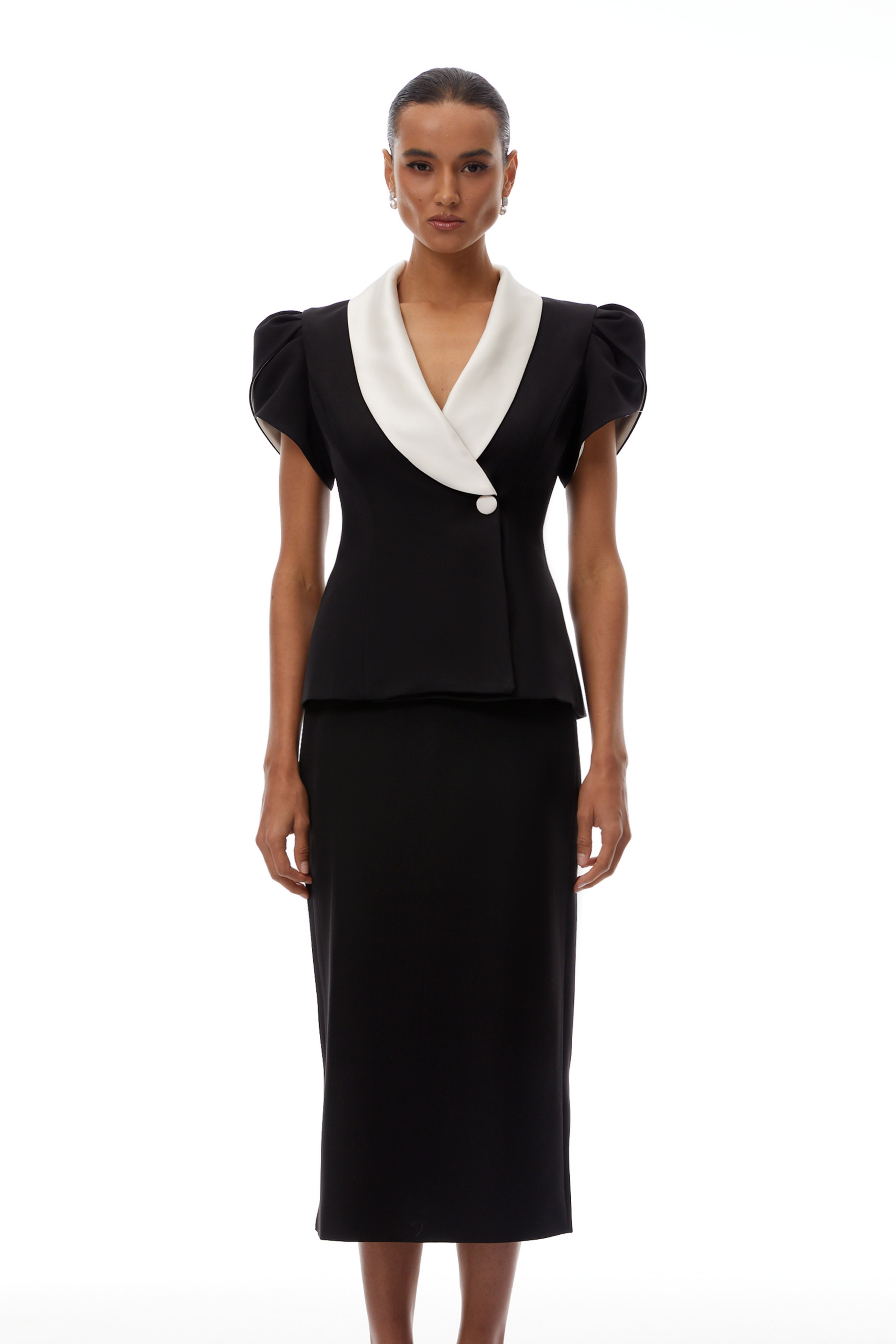 Acharya Color Block Blouse & Pencil Skirt Set