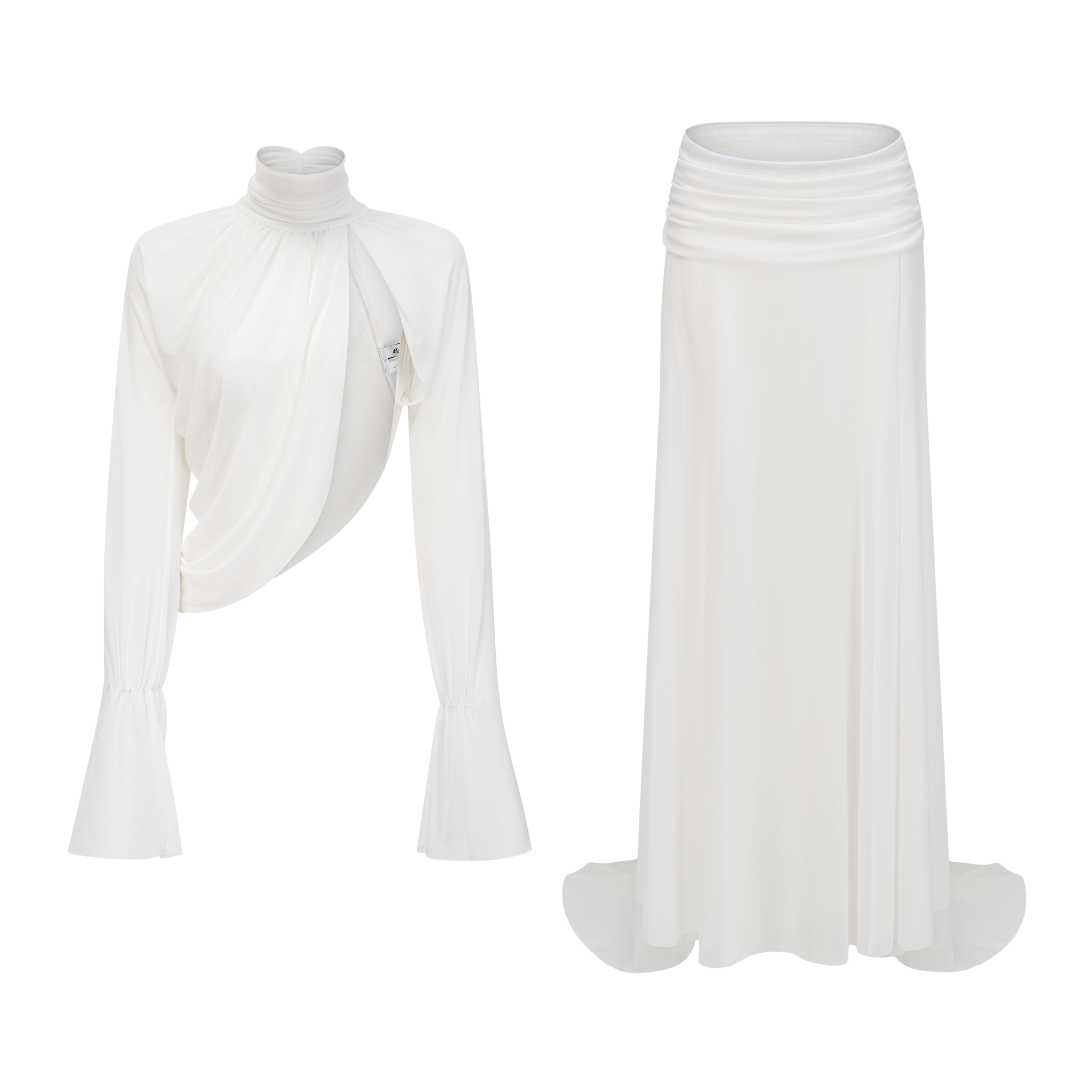Giuseppina White High Neck Cut-Out Top & Skirt Set (Final Sale-US Only)