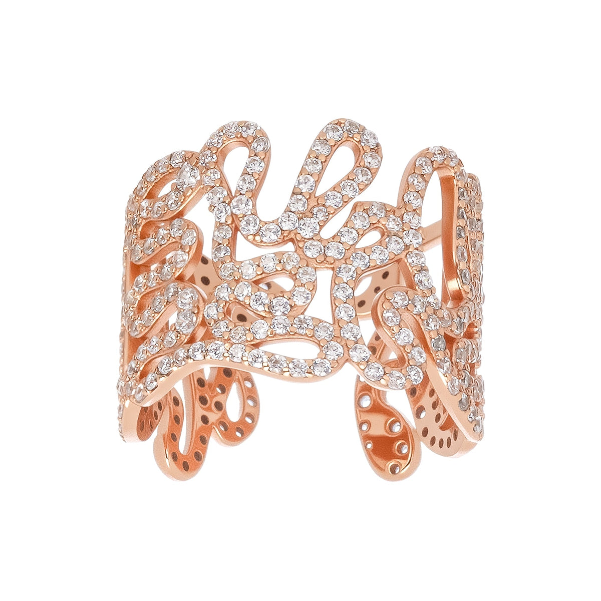 Écorce Gold Tone Open End Sterling Silver Adjustable Ring