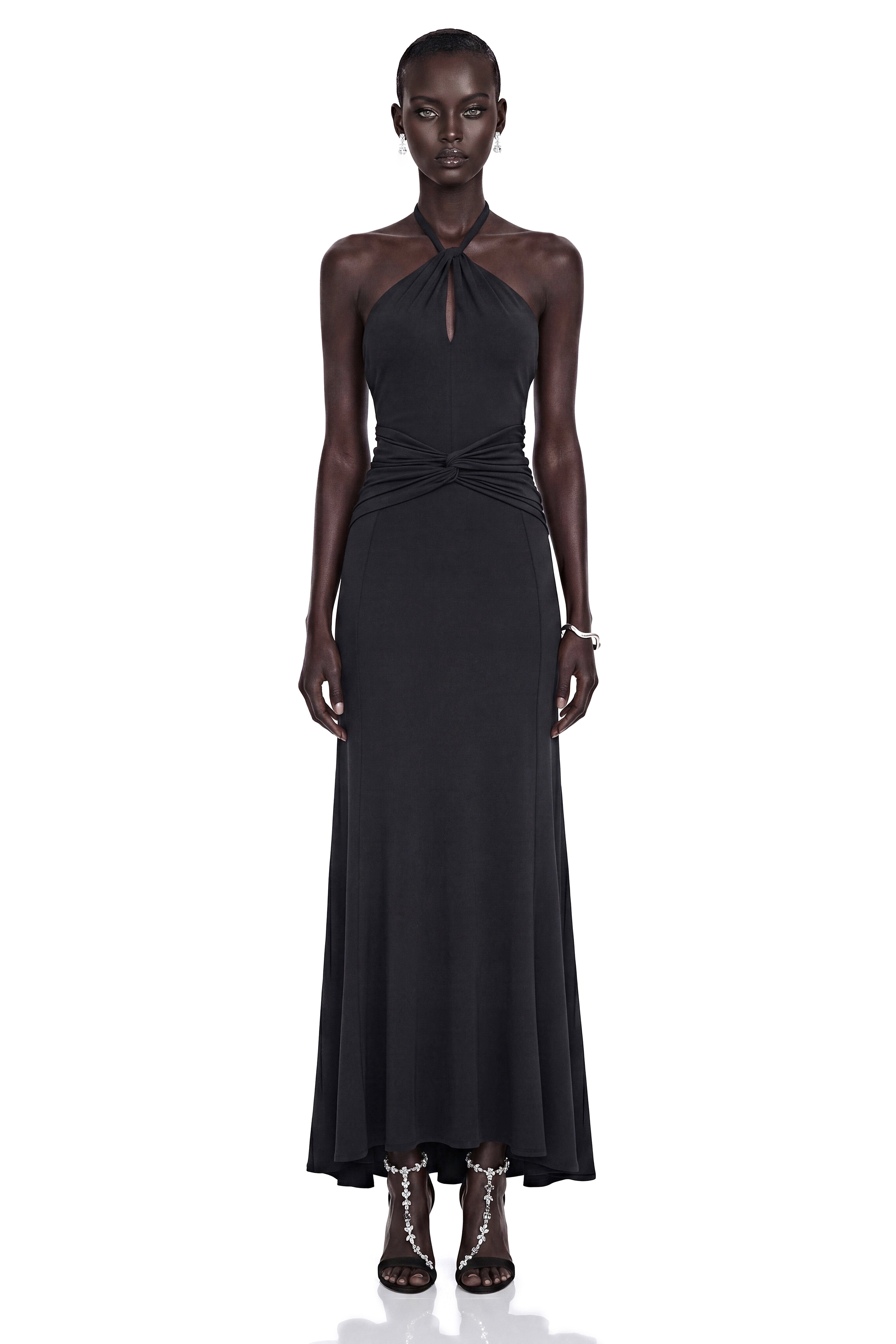 Mabel Black Backless Maxi Dress with Cut-Outs
