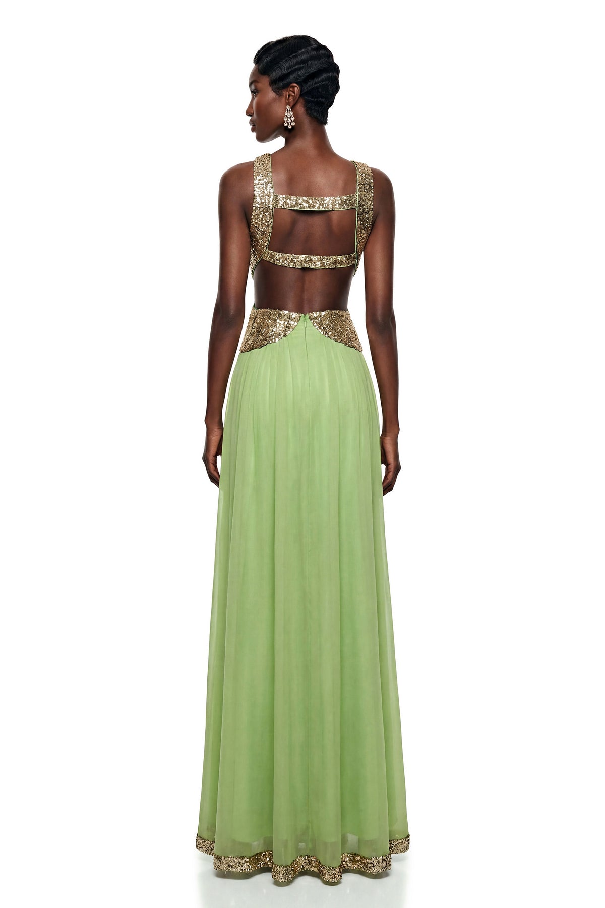Magnolia Green Halterneck Sequin Maxi Dress