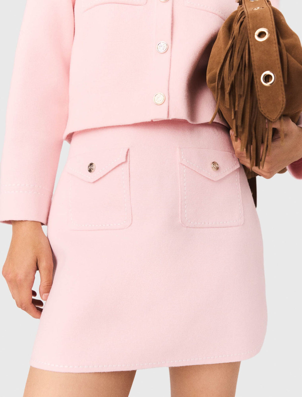 MADDY PINK TWEED MINI WITH GOLD BUTTONS- PINK