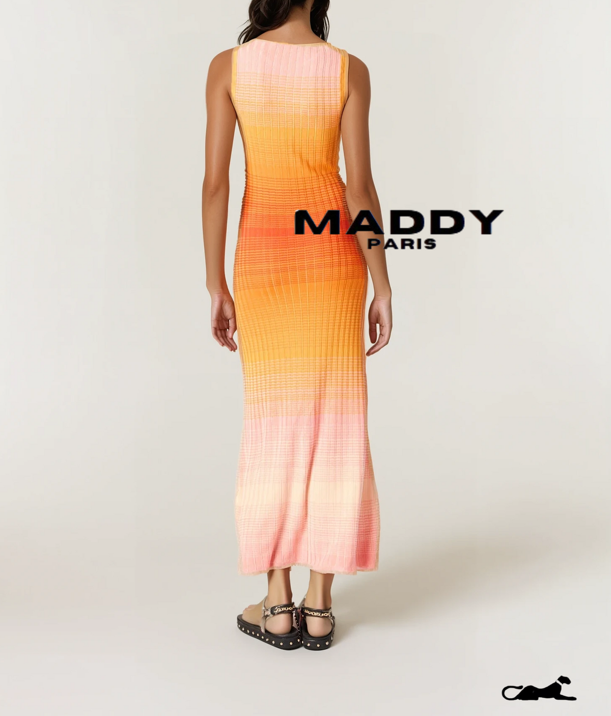 ANDREA Gradient Knitted Maxi Dress Tie-dye - Orange