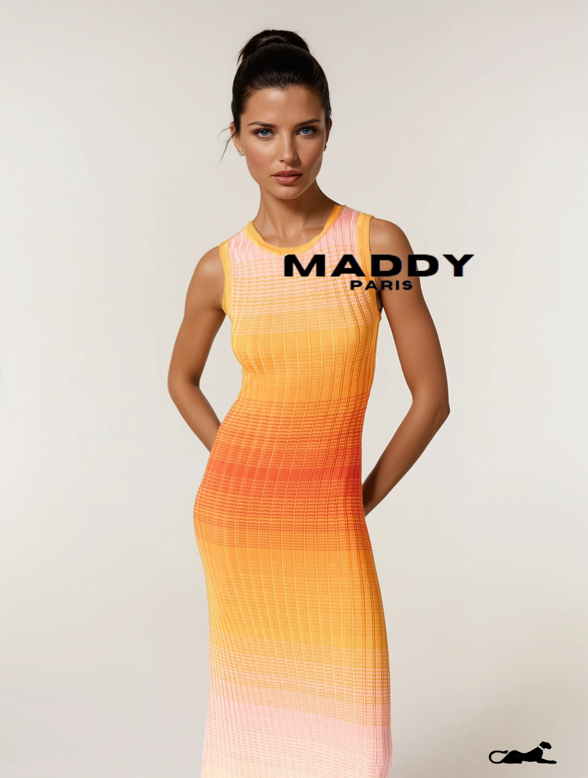 ANDREA Gradient Knitted Maxi Dress Tie-dye - Orange