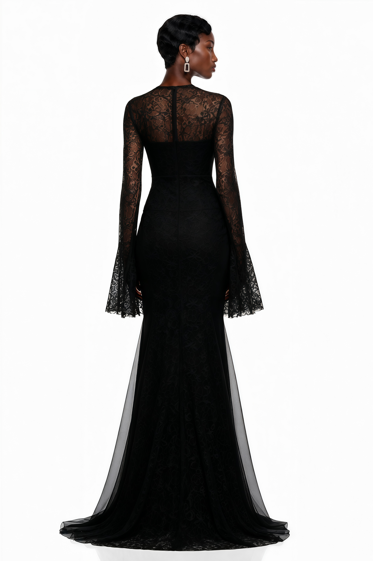 Małgorzata Black Cut-Out Maxi Dress with Train