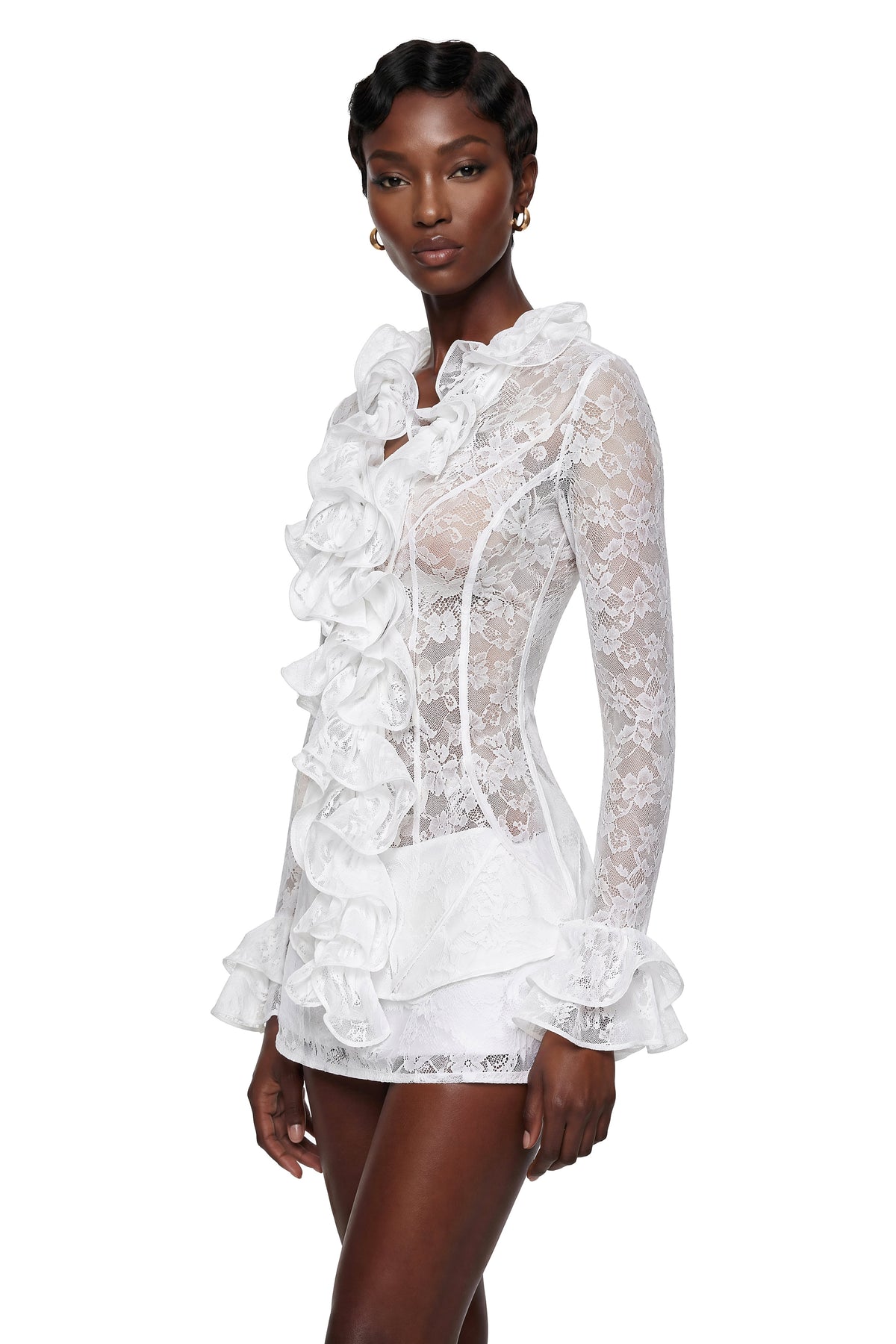 Manaia White Ruffled Bell Sleeve Shirt