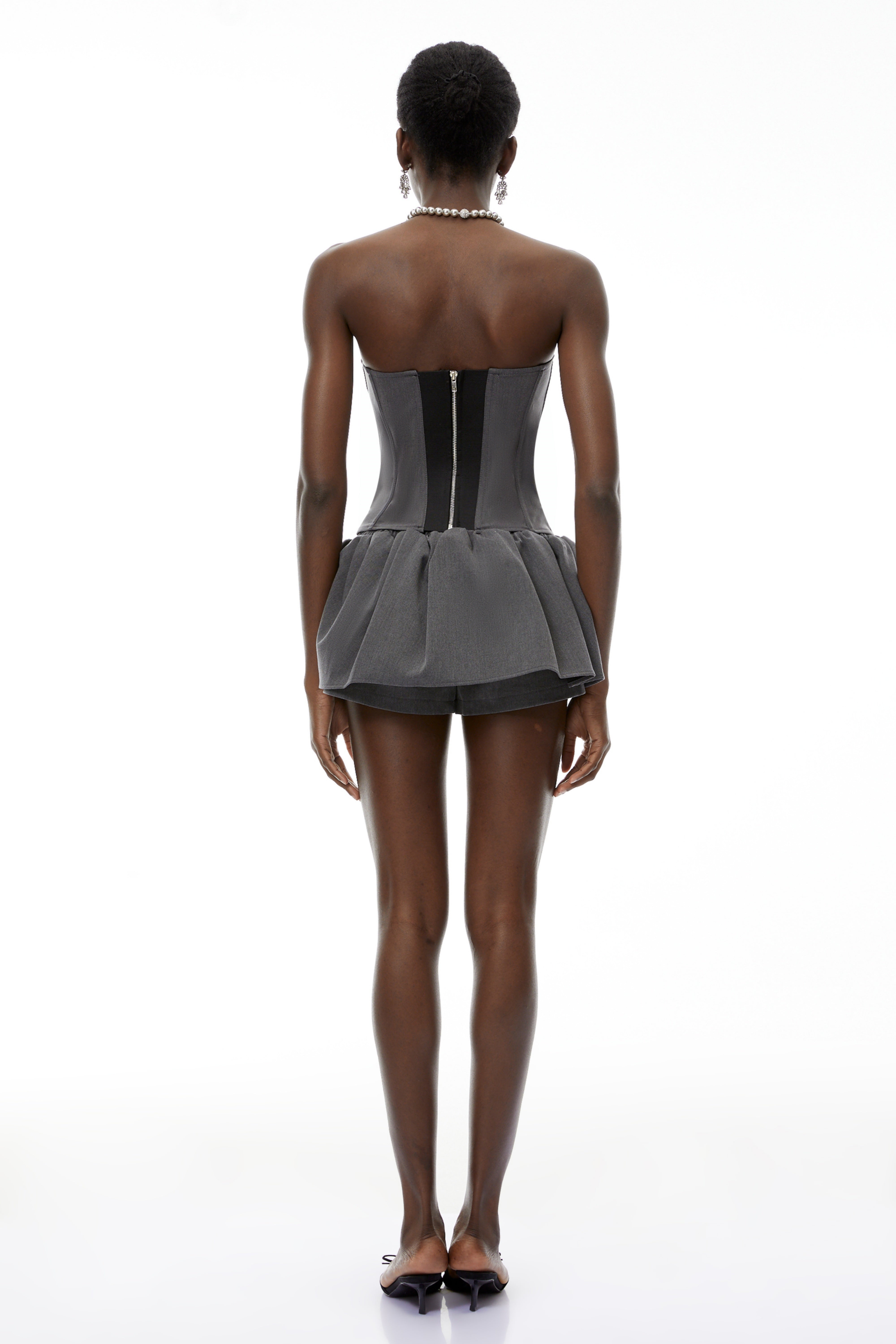 Margaret Grey Sweetheart Neckline Top & Skirt Set