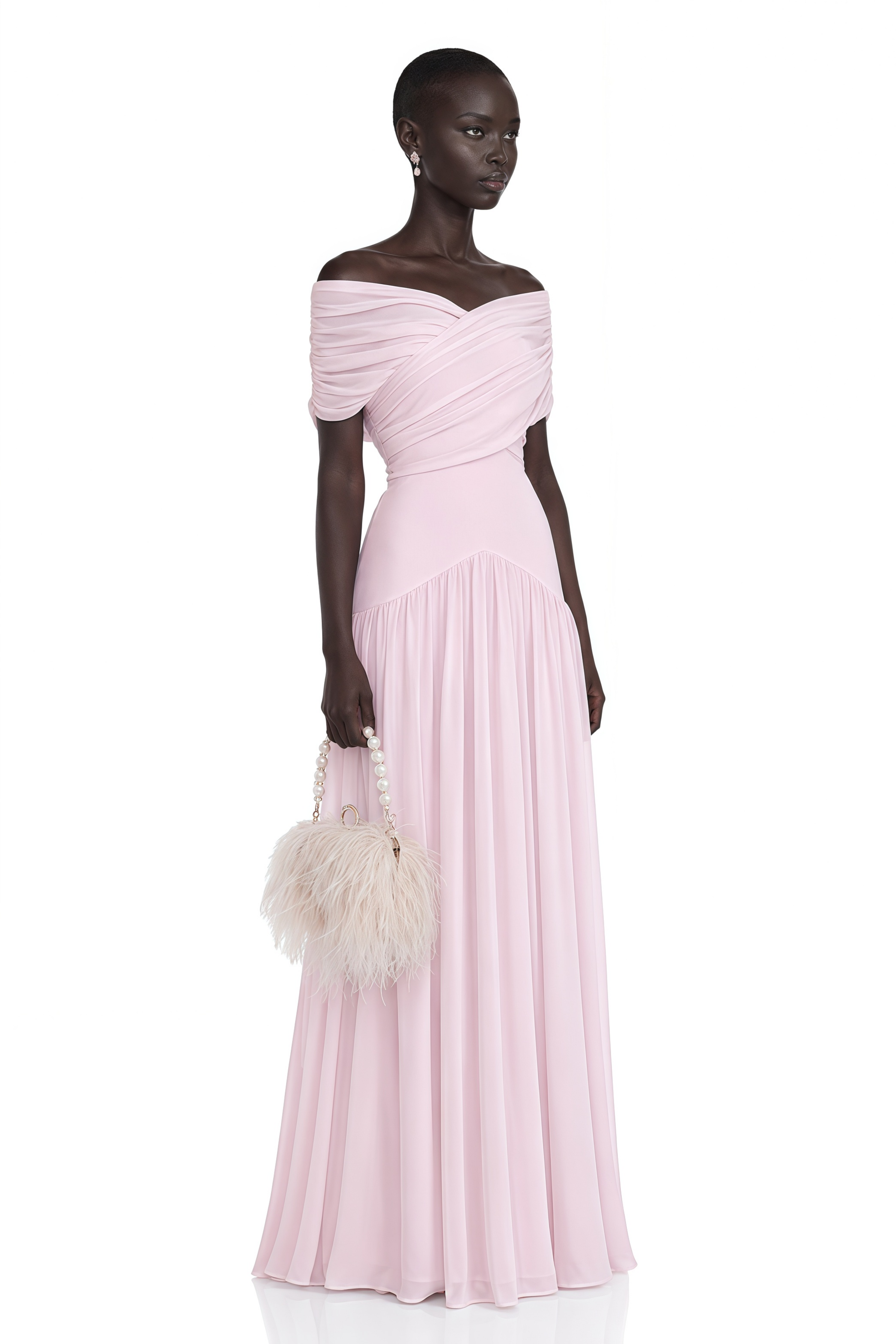 Margaret Pink Short Sleeve Ruched Maxi Dress