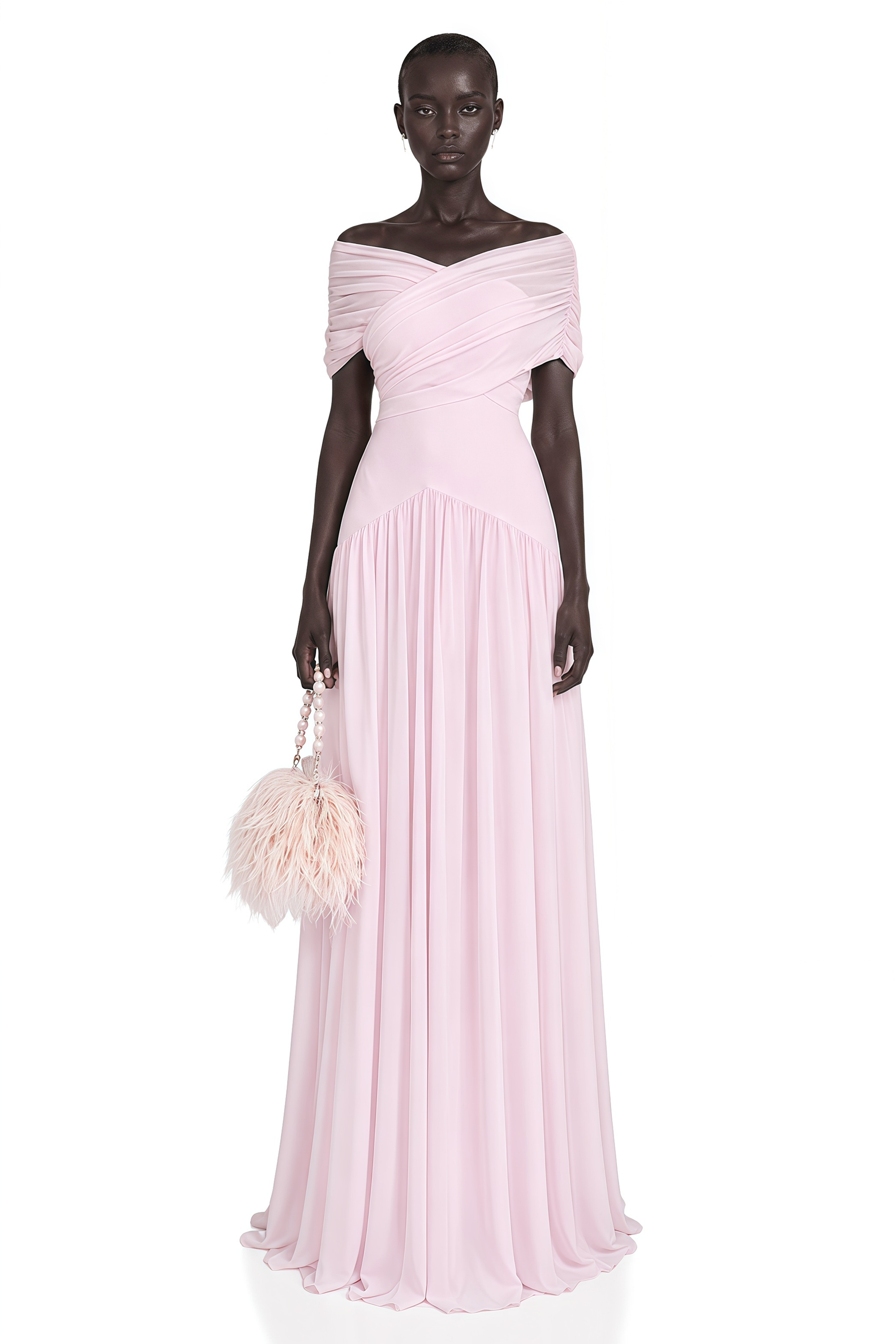 Margaret Pink Short Sleeve Ruched Maxi Dress