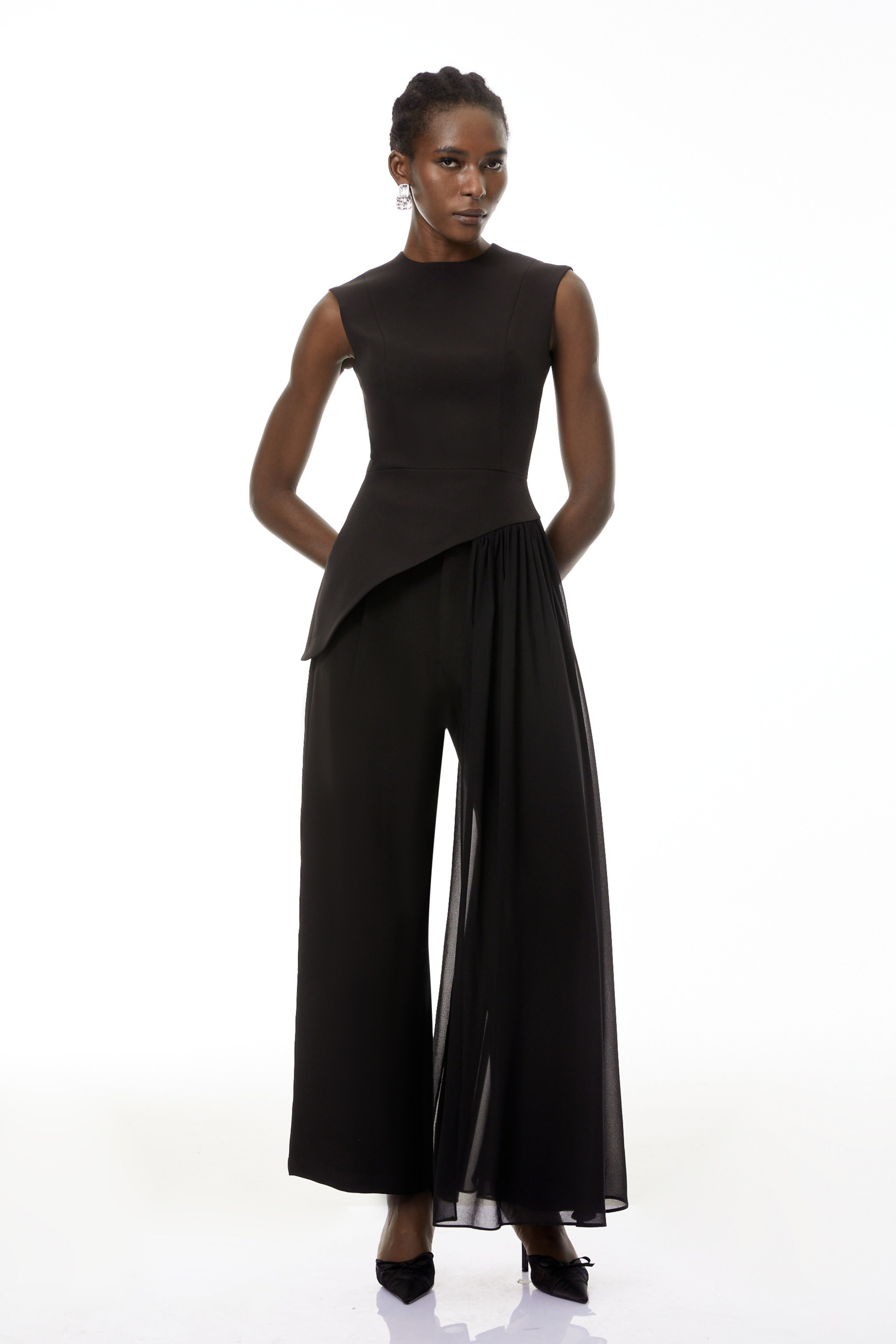 Margaux Black Asymmetrical Top & Trousers Set