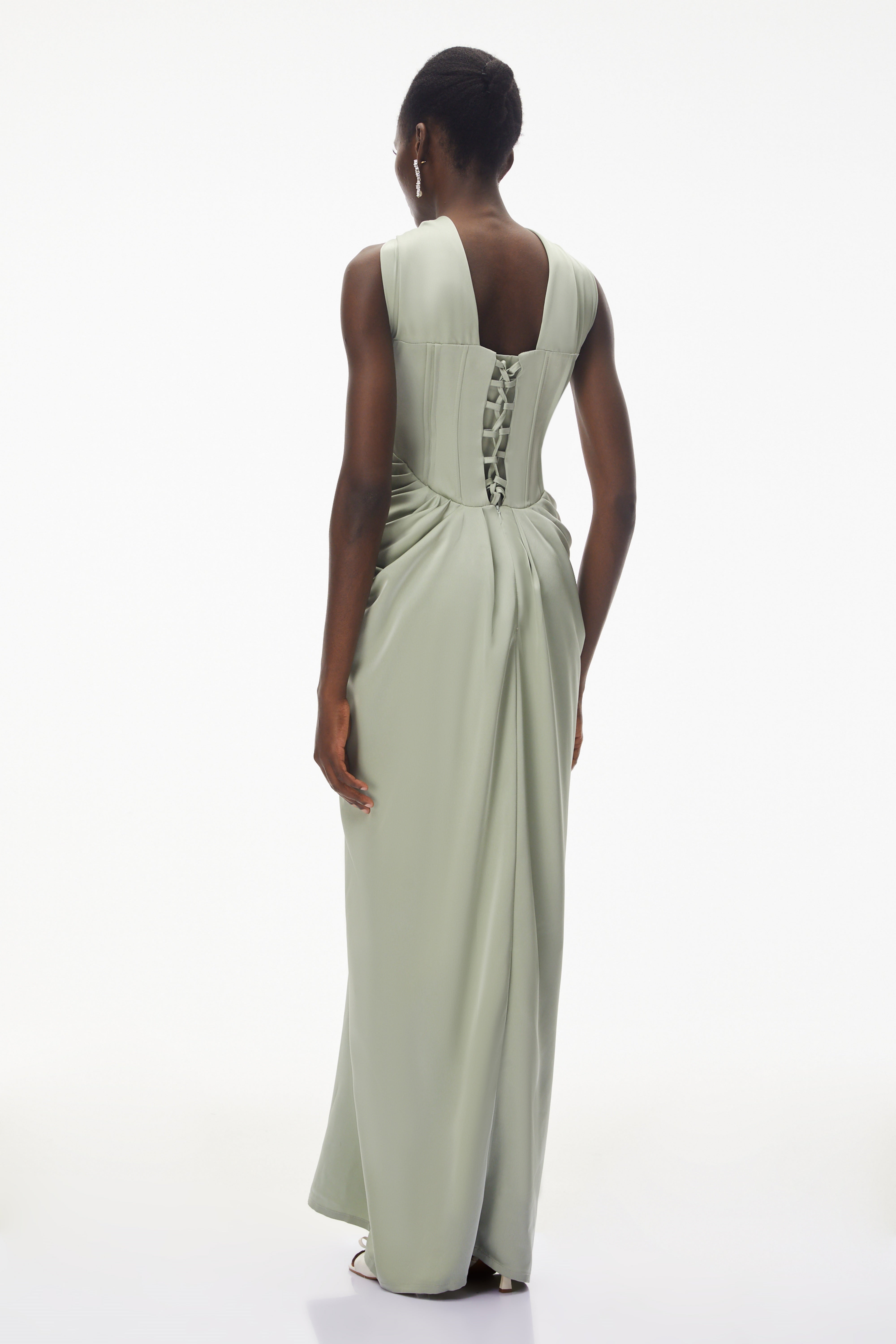 Mariella Green Halterneck Corset Maxi Gown