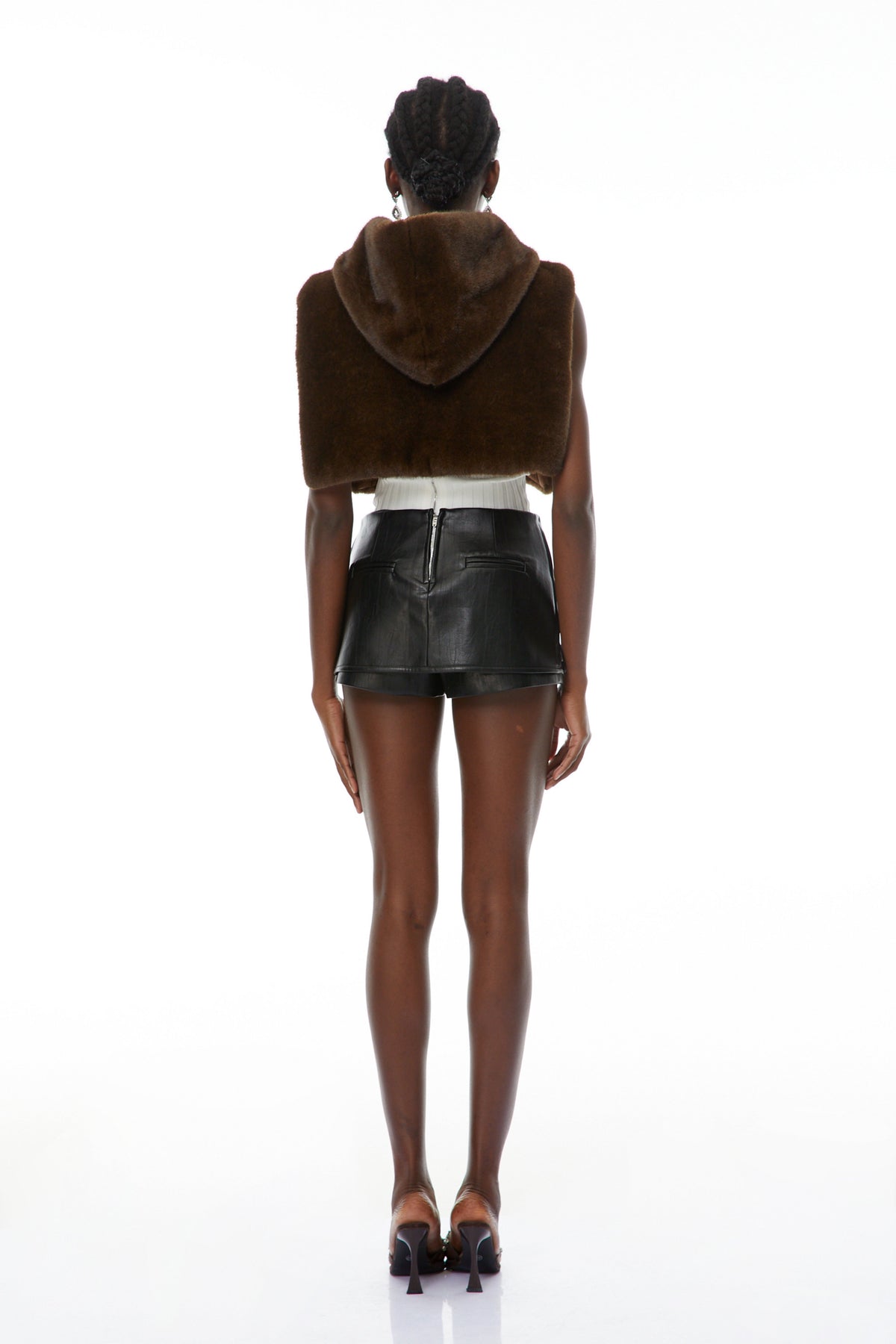 Marina Brown Fur Hooded Shawl