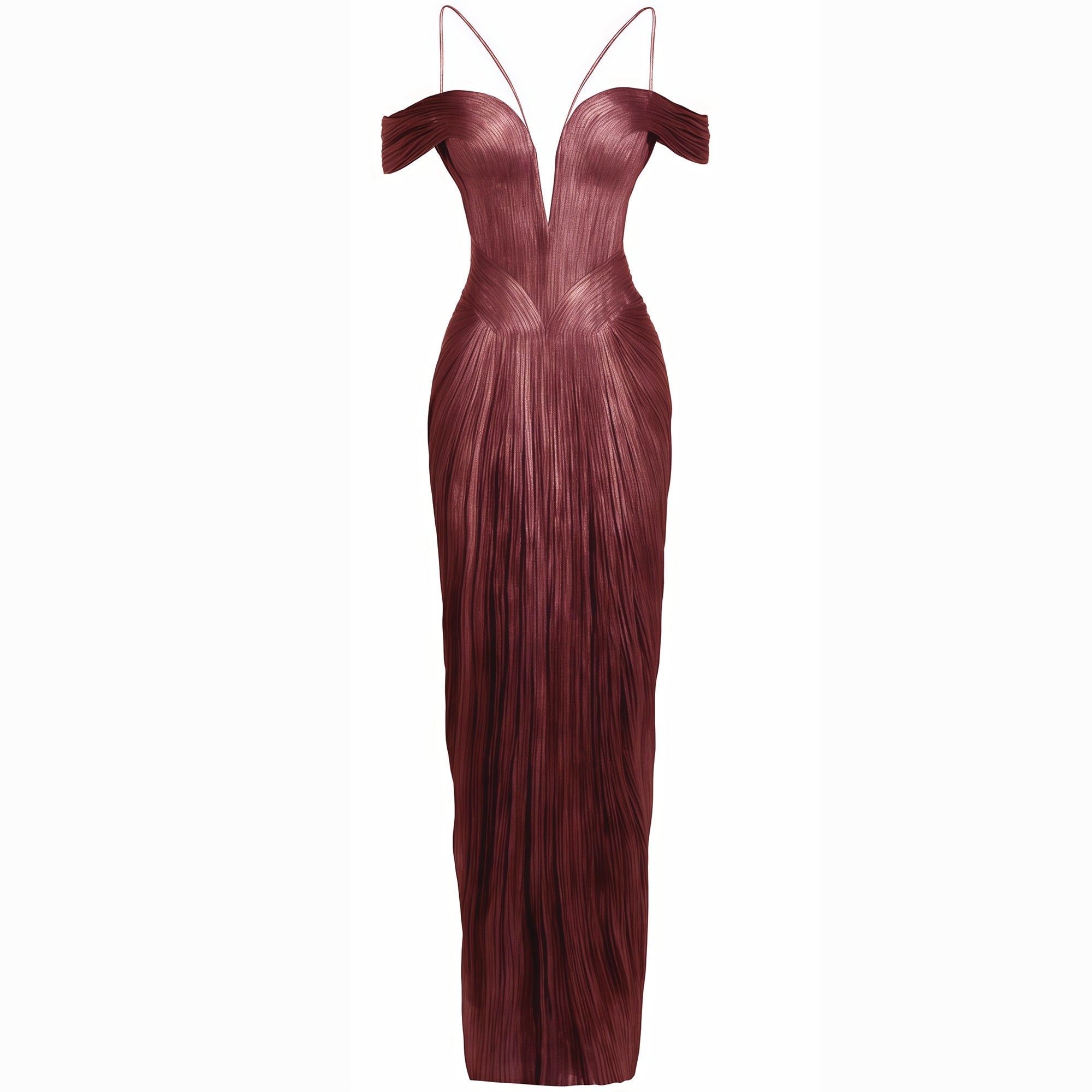 Marise Pink Draped Satin Maxi Dress