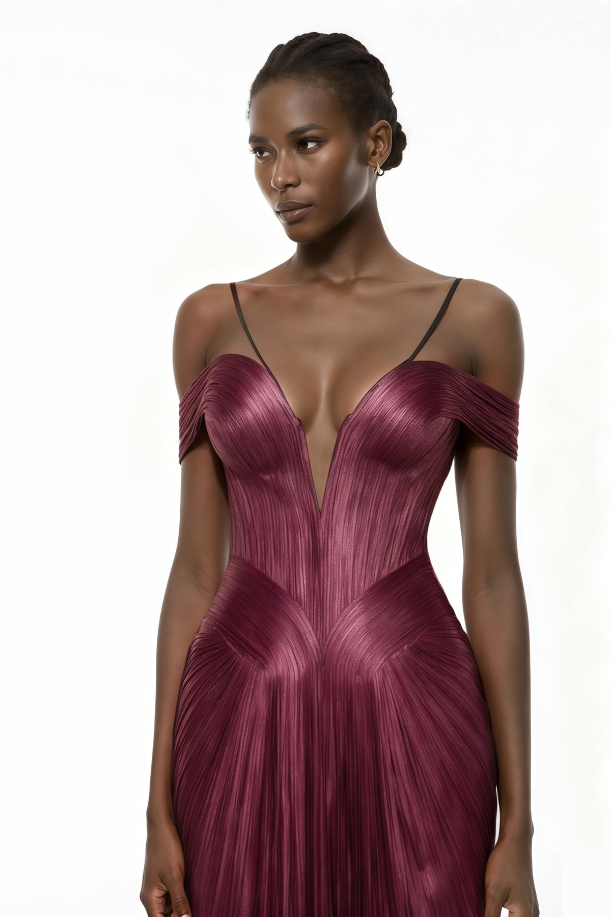 Marise Pink Draped Satin Maxi Dress
