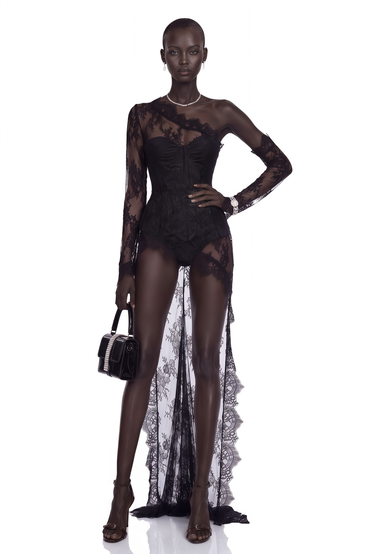 marnie black lace corset high-low mini dress