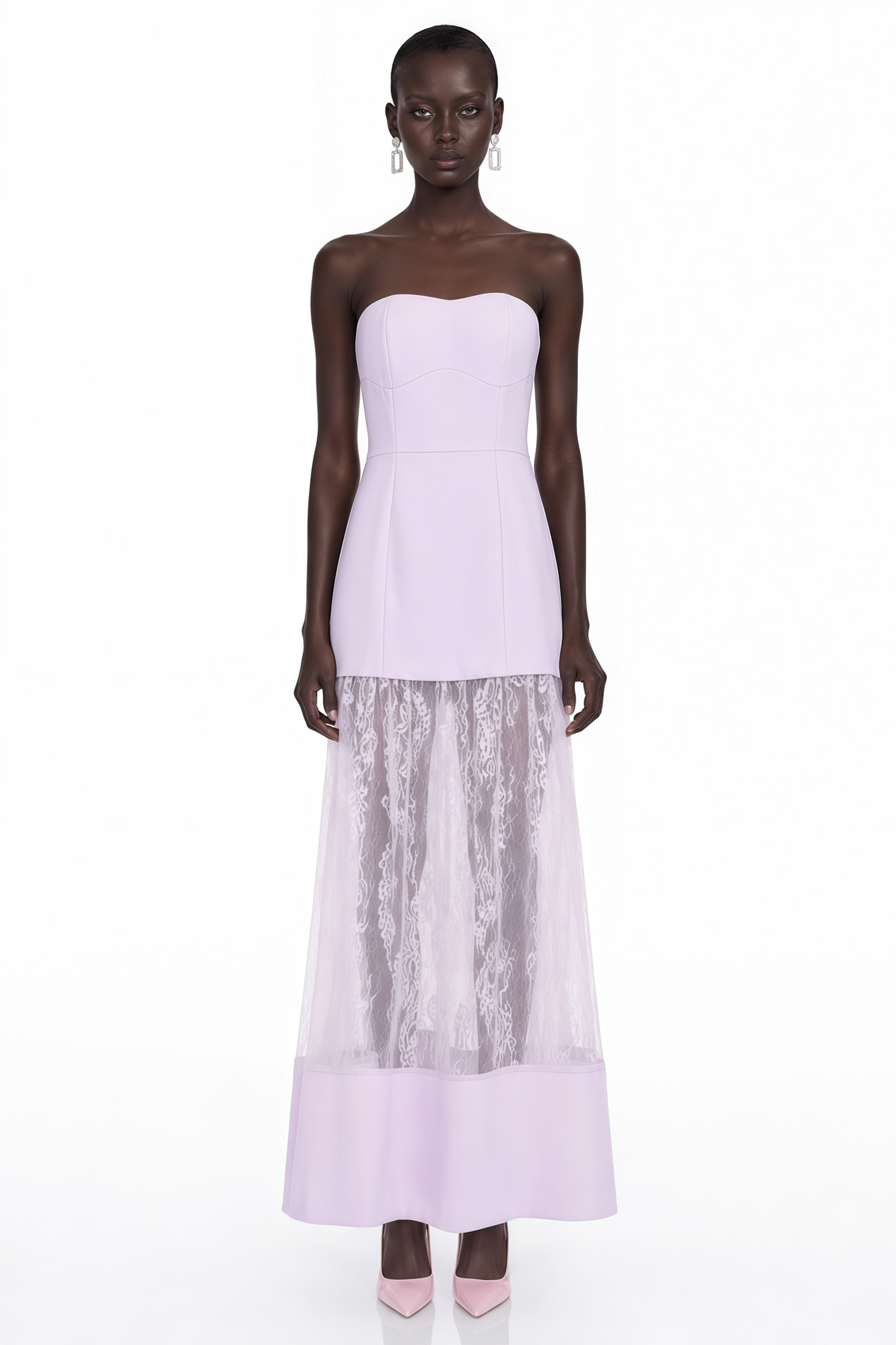 Marta Lilac Strapless Sweetheart Maxi Dress
