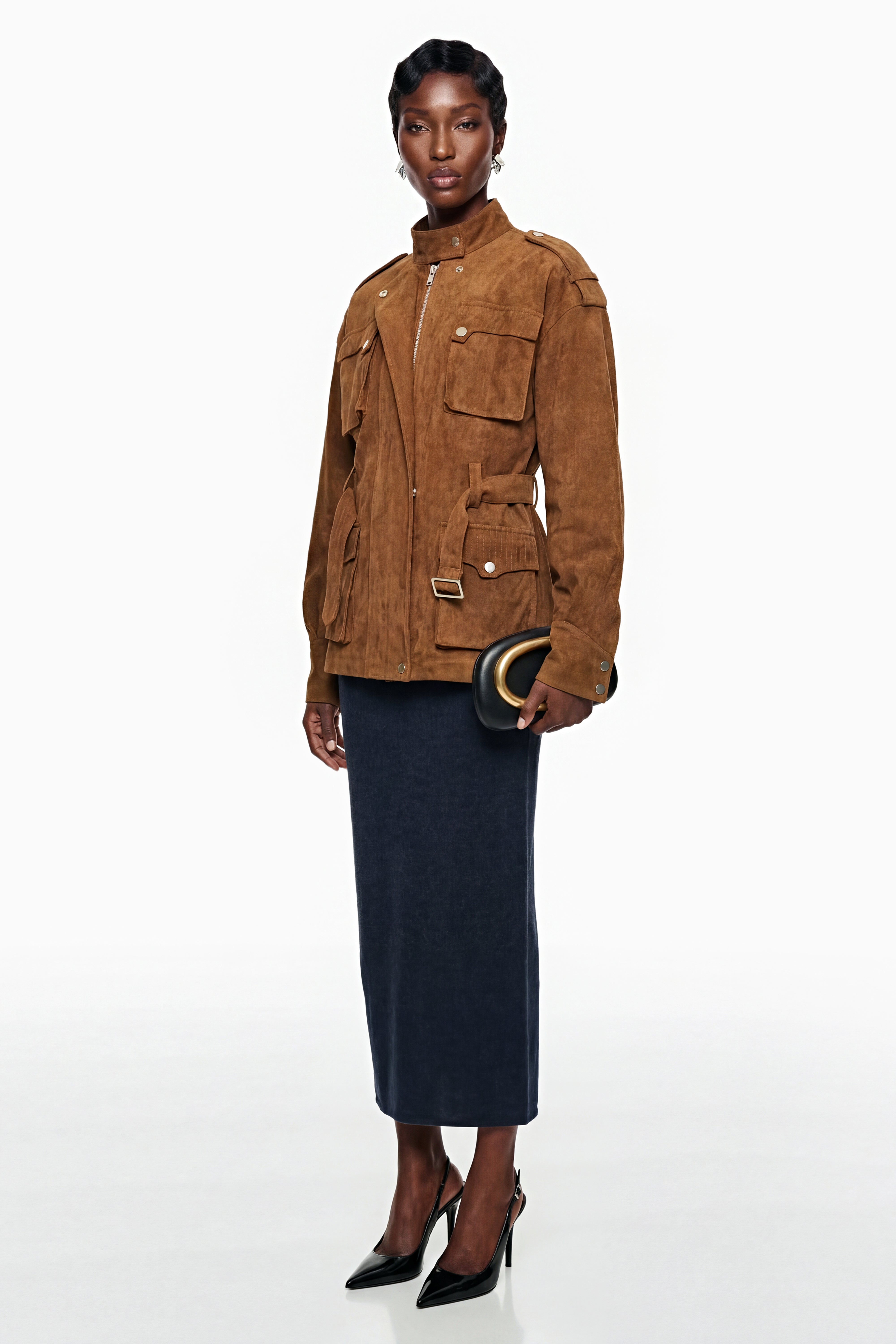 Maryam Chocolate Brown Faux Suede Jacket (Final Sale)
