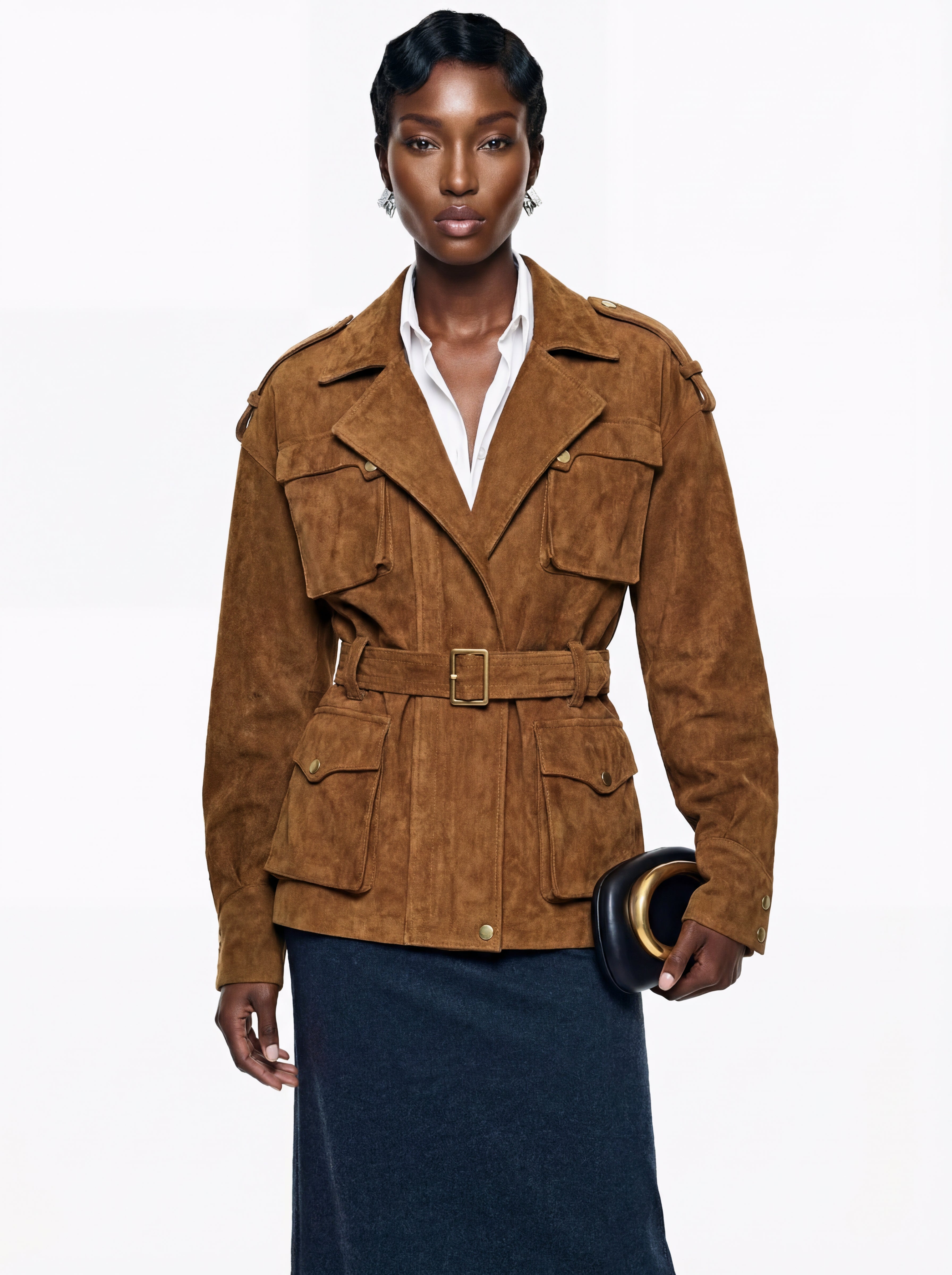 Maryam Chocolate Brown Faux Suede Jacket (Final Sale)